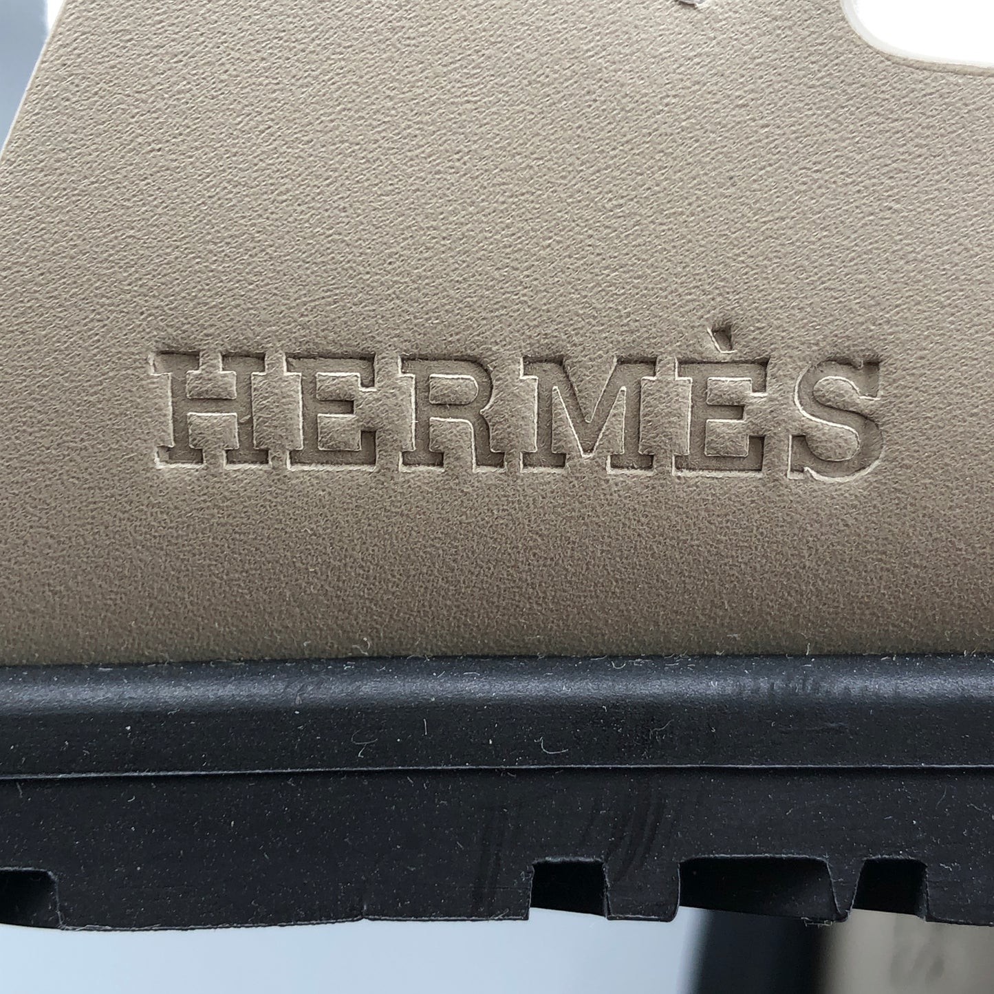 Hermes Chypre Leather Slide Sandals Grey Size 38