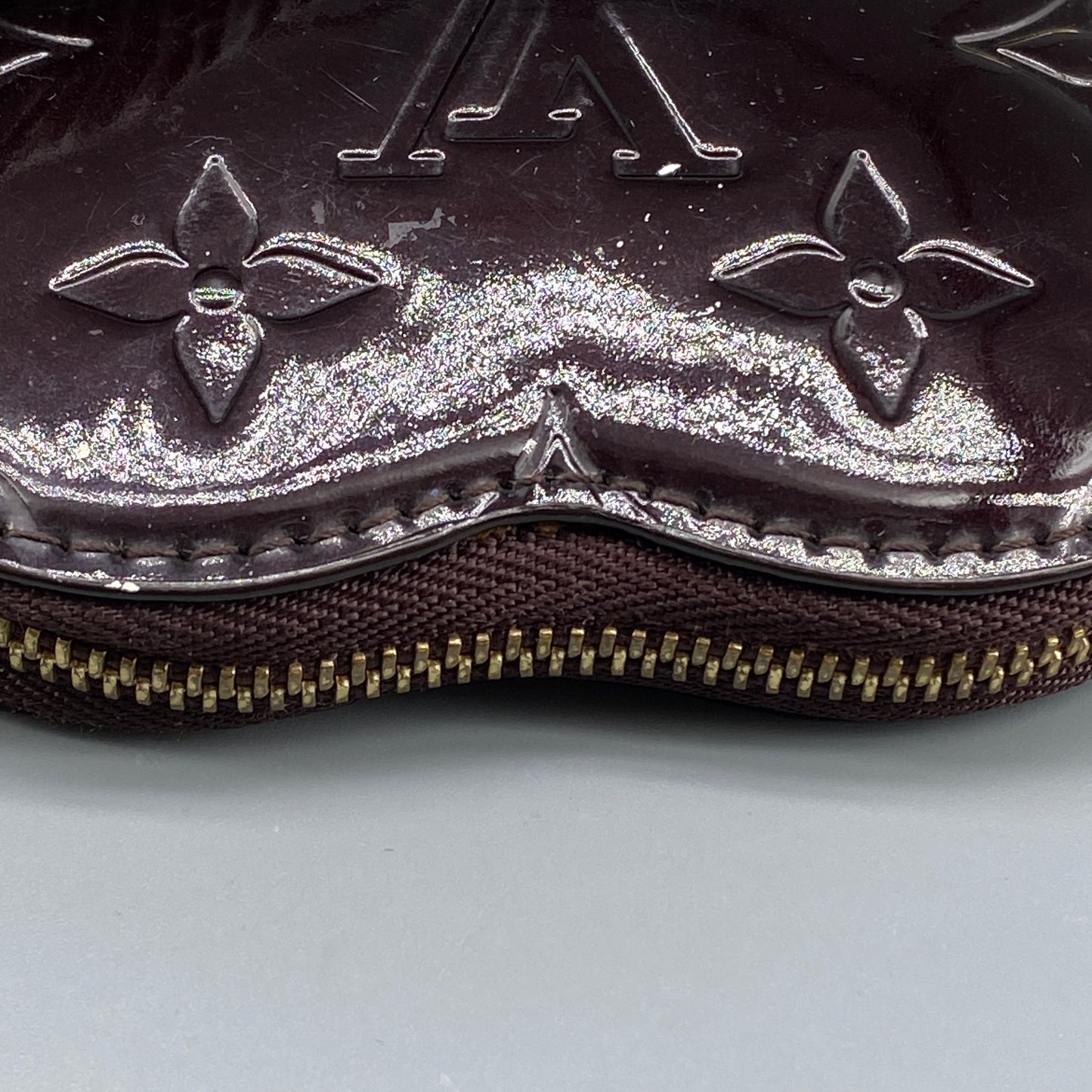 Louis Vuitton Deep Purple Monogram Vernis Heart Zip Coin Purse