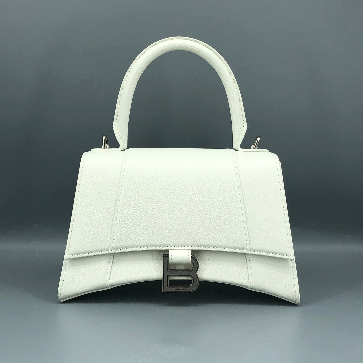 Balenciaga Hourglass Small Top Handle Bag White Smooth Calfskin