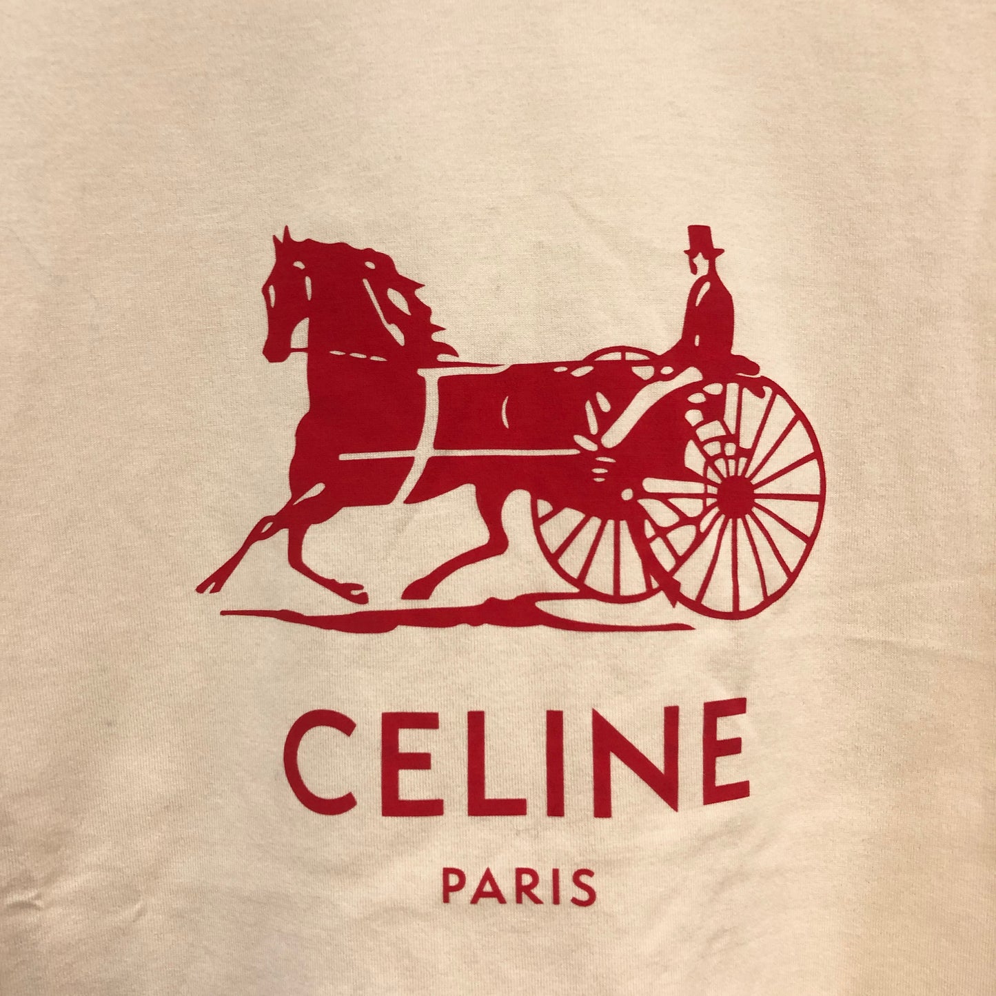 Celine Skin Color Carriage Logo Ringer T-Shirt Size L