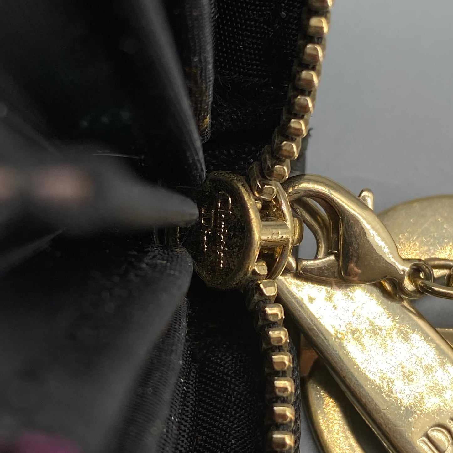 Christian Dior Black Cannage Quilted Zip‑Around Card Wallet