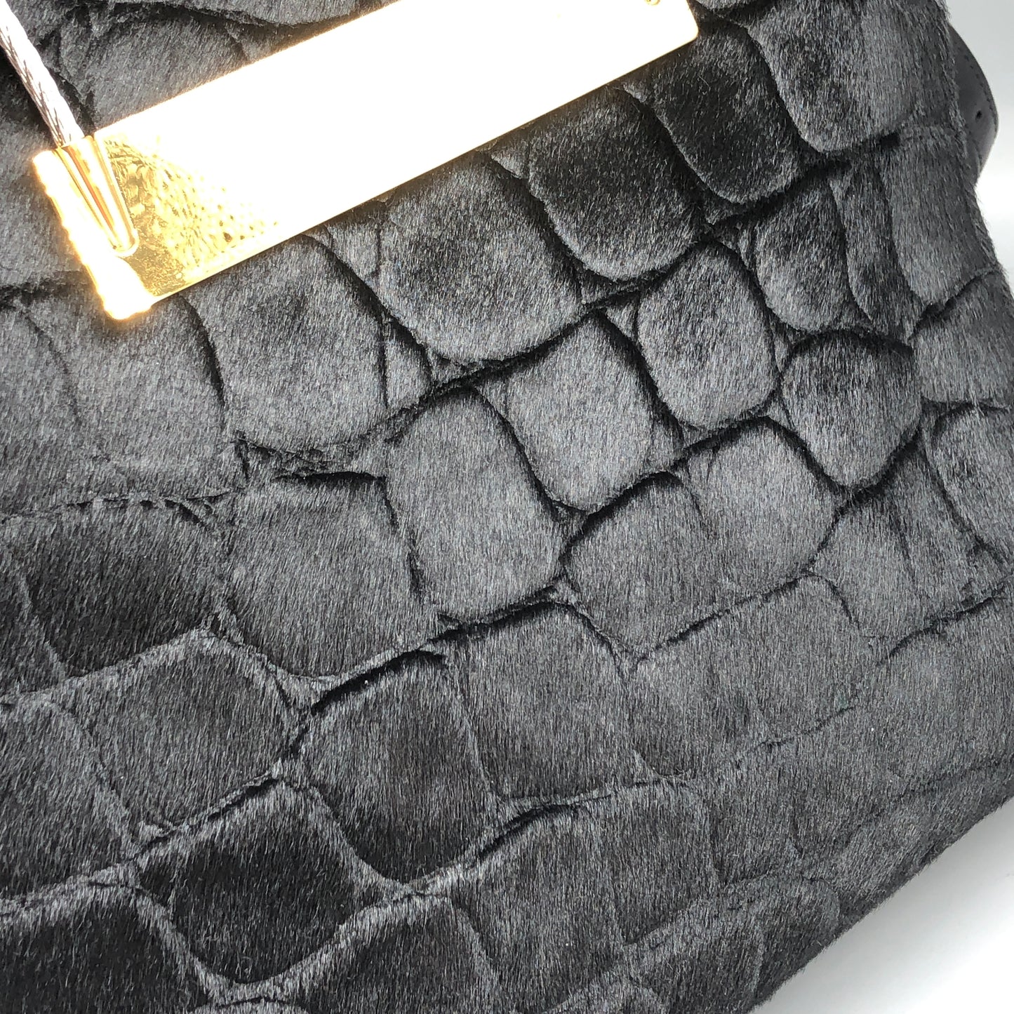 Balenciaga Black Cable Shopper tote Croc-Embossed Metal Top Handle