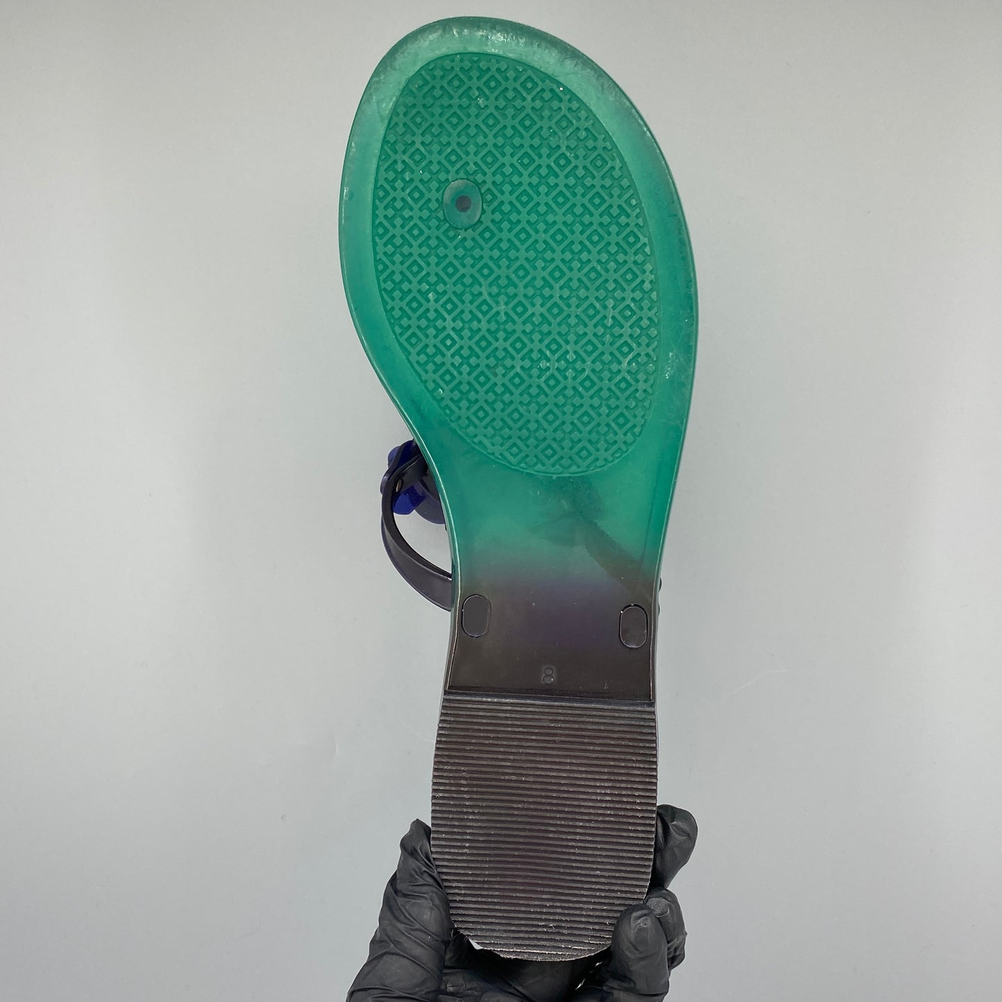 Tory Burch Women's Green Purple Floral Jelly Flip Flops Size US8