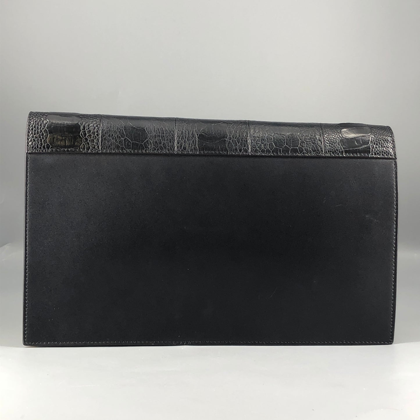 Celine Genuine Python & Smooth Calfskin Envelope Chain Shoulder Bag Black