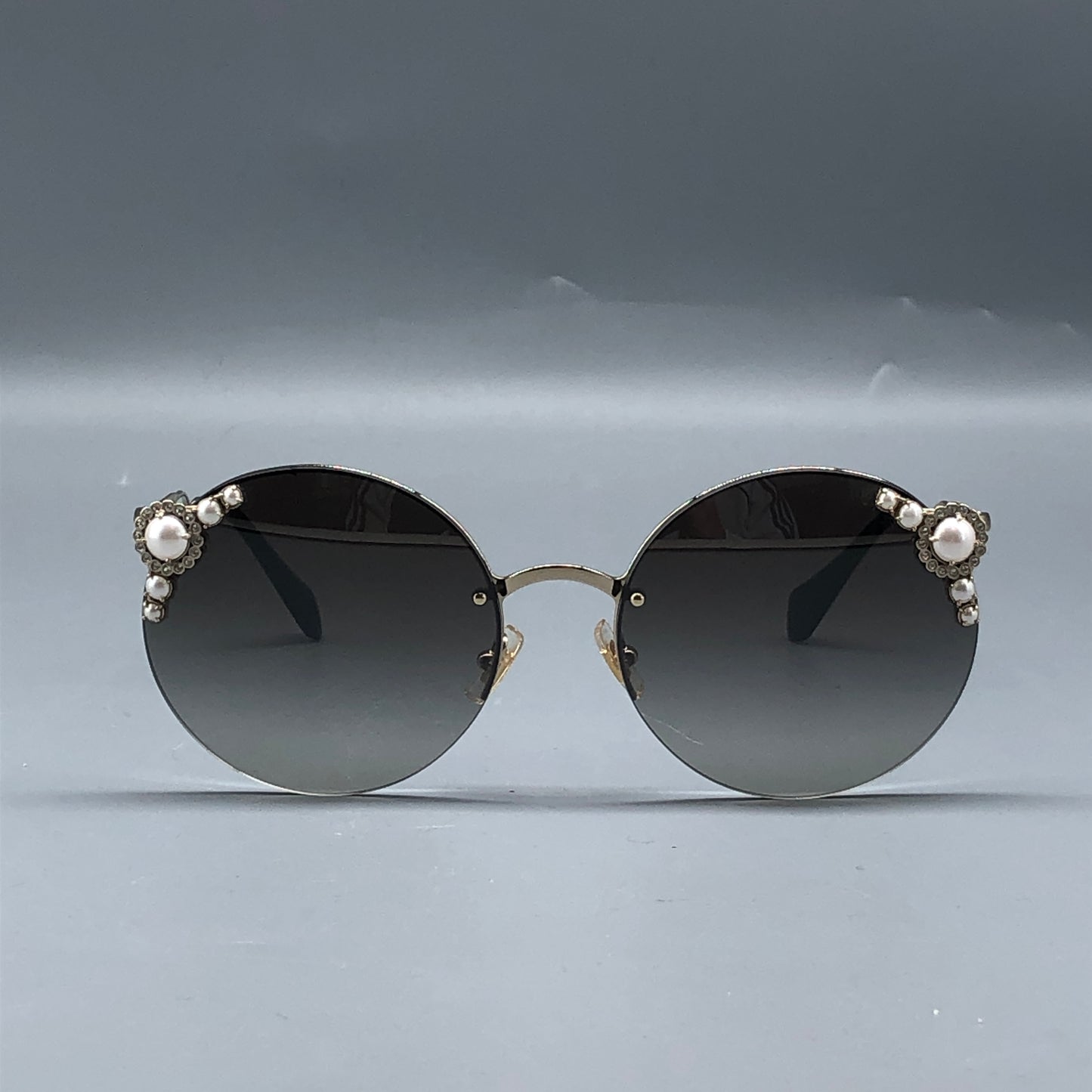 Miu Miu Round Pearl Embellished Sunglasses