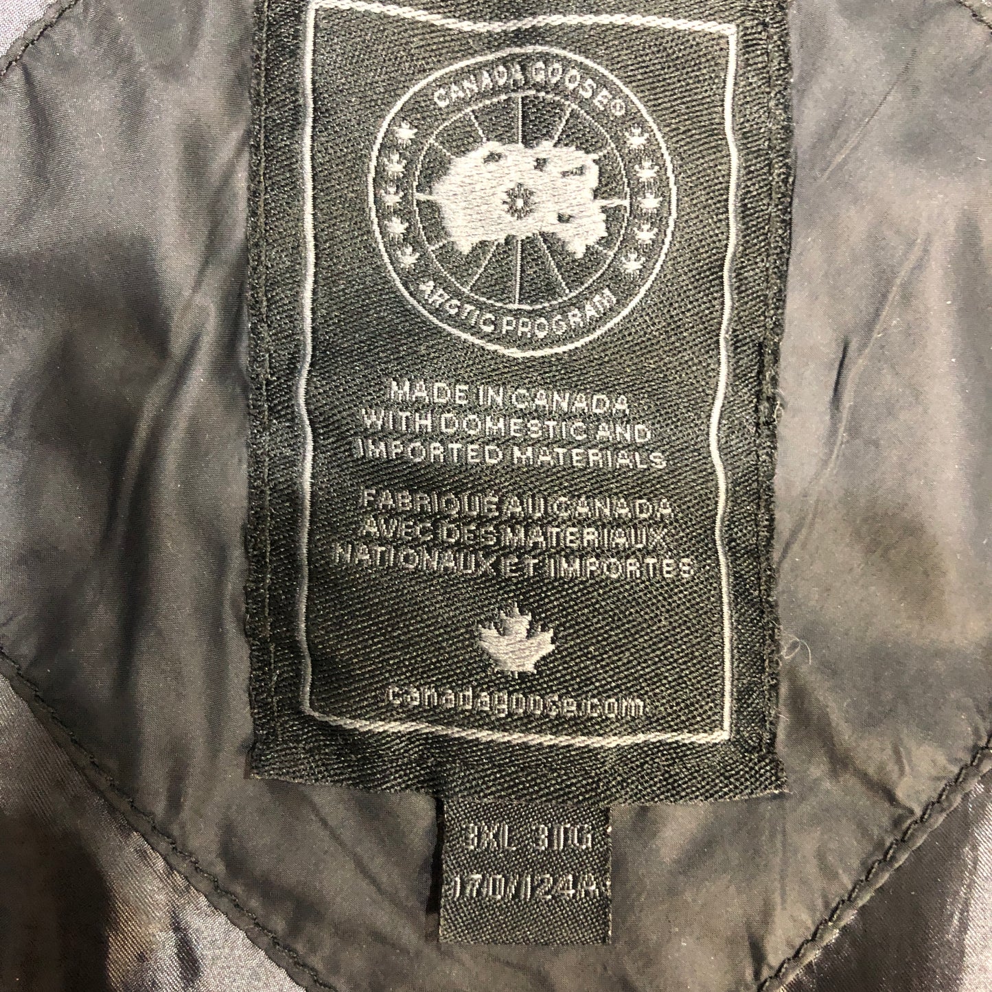 Canada Goose Black Hooded Down Jacket Size 3XL