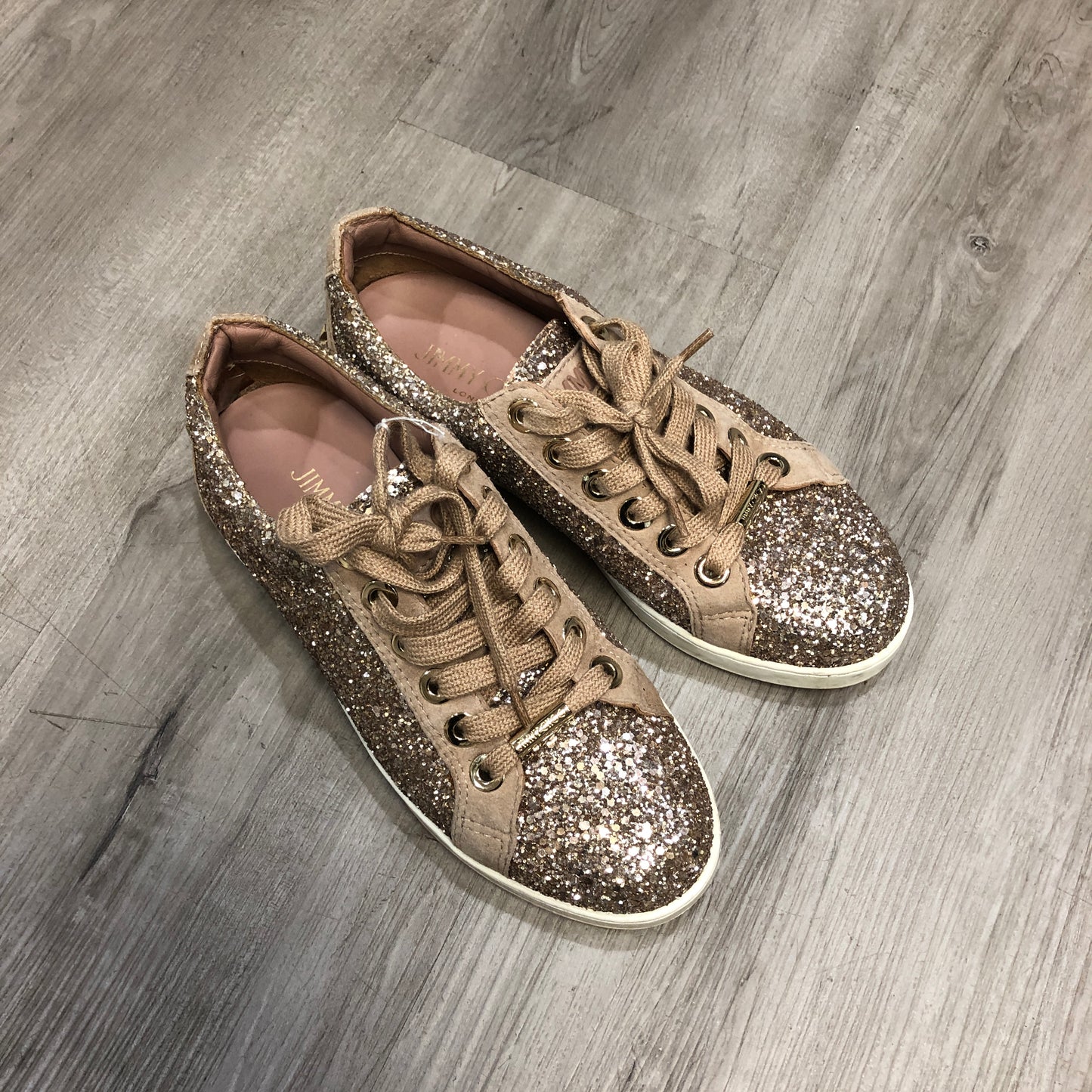 Jimmy Choo Ballerina Pink Glitter & Suede Star Sneakers 35