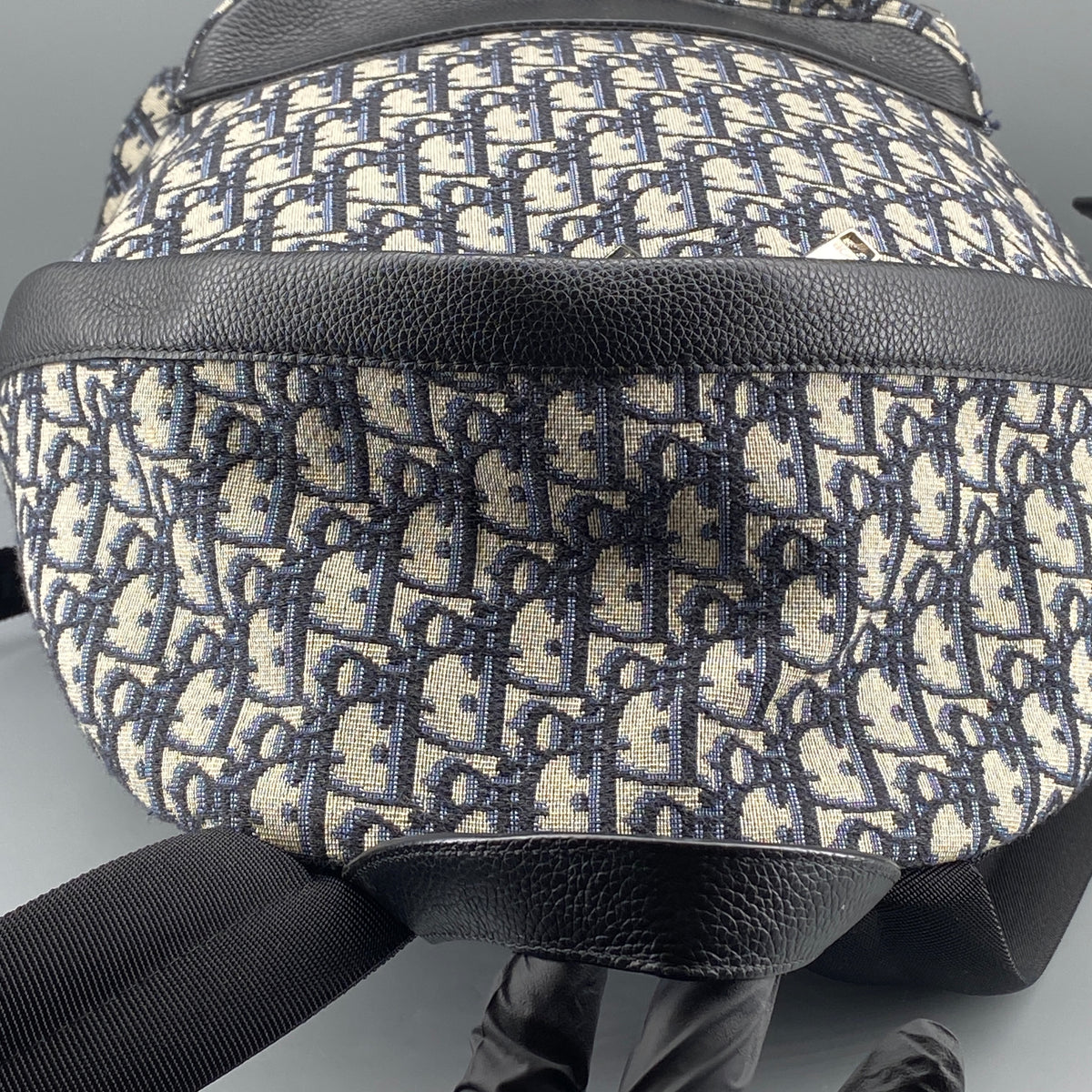 Christian Dior Navy Grey Oblique Jacquard Backpack Bag