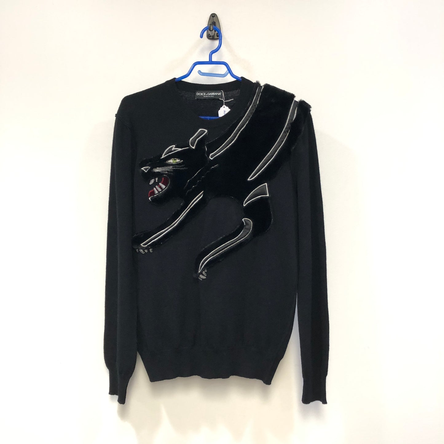 Dolce & Gabbana Black Fine Knit Crew Neck Sweater Size 44