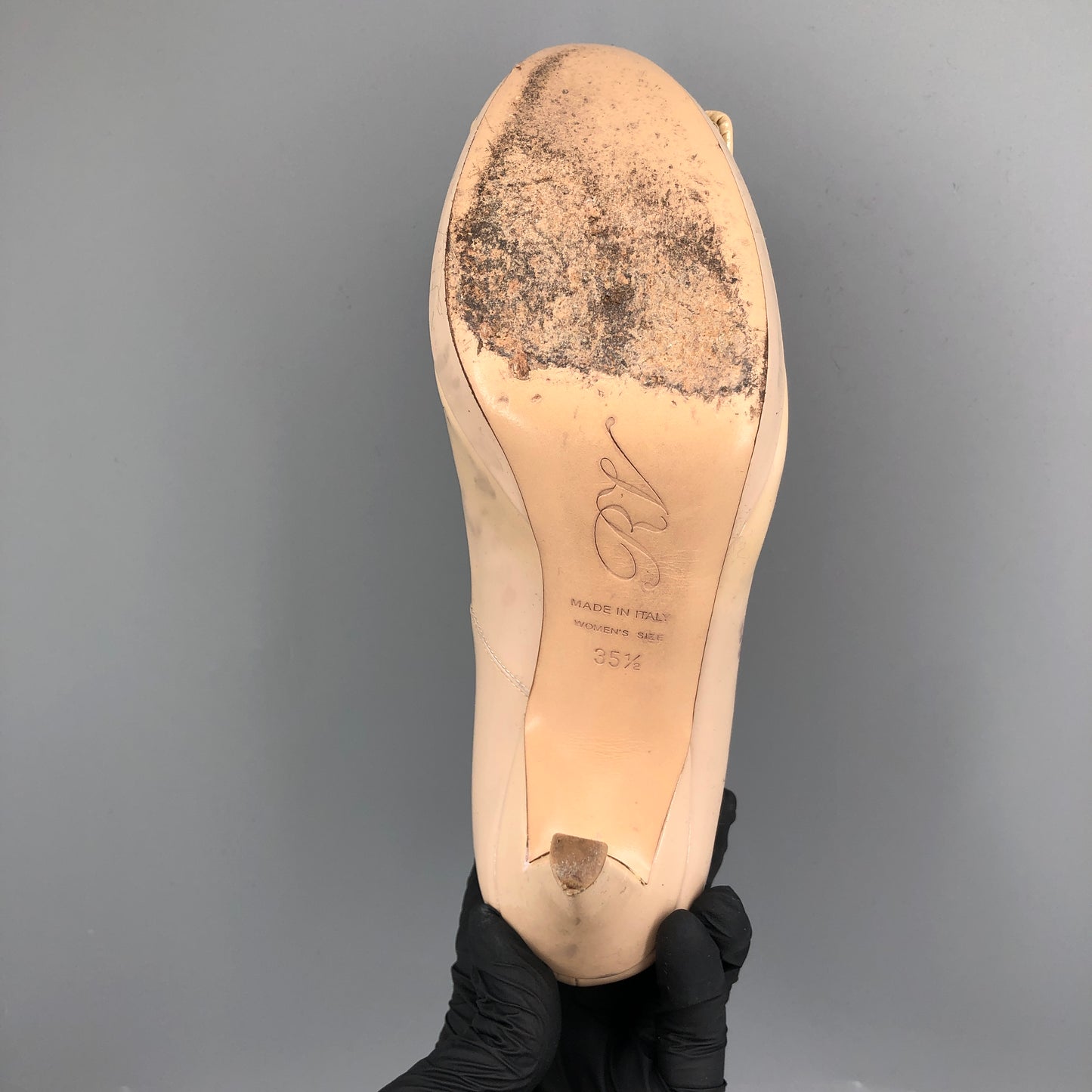 Roger Vivier Nude Patent Leather Square Buckle Platform High Heels 35.5