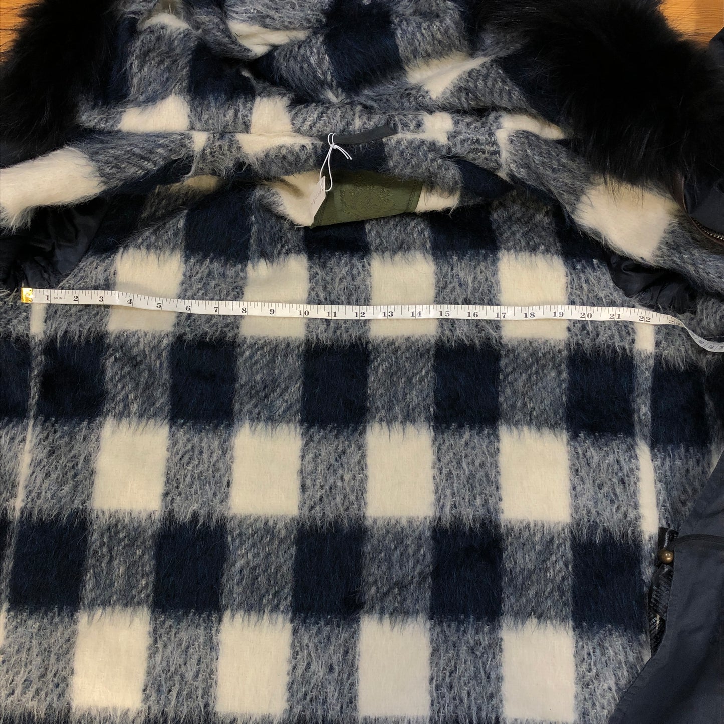 Mr & Mrs Navy Blue Fur Hood Parka Coat Size M