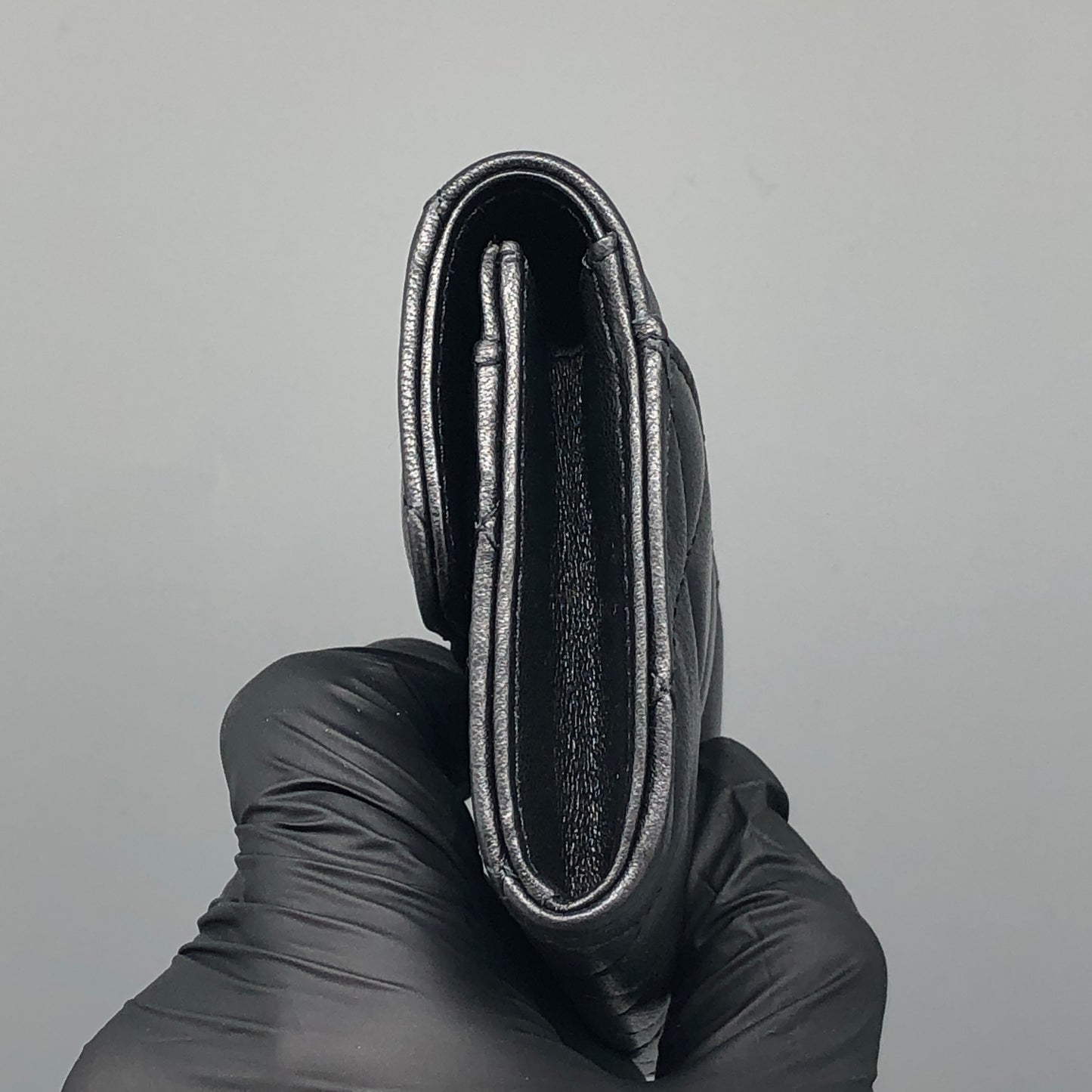 Chanel Black Quilted Lambskin Compact Wallet