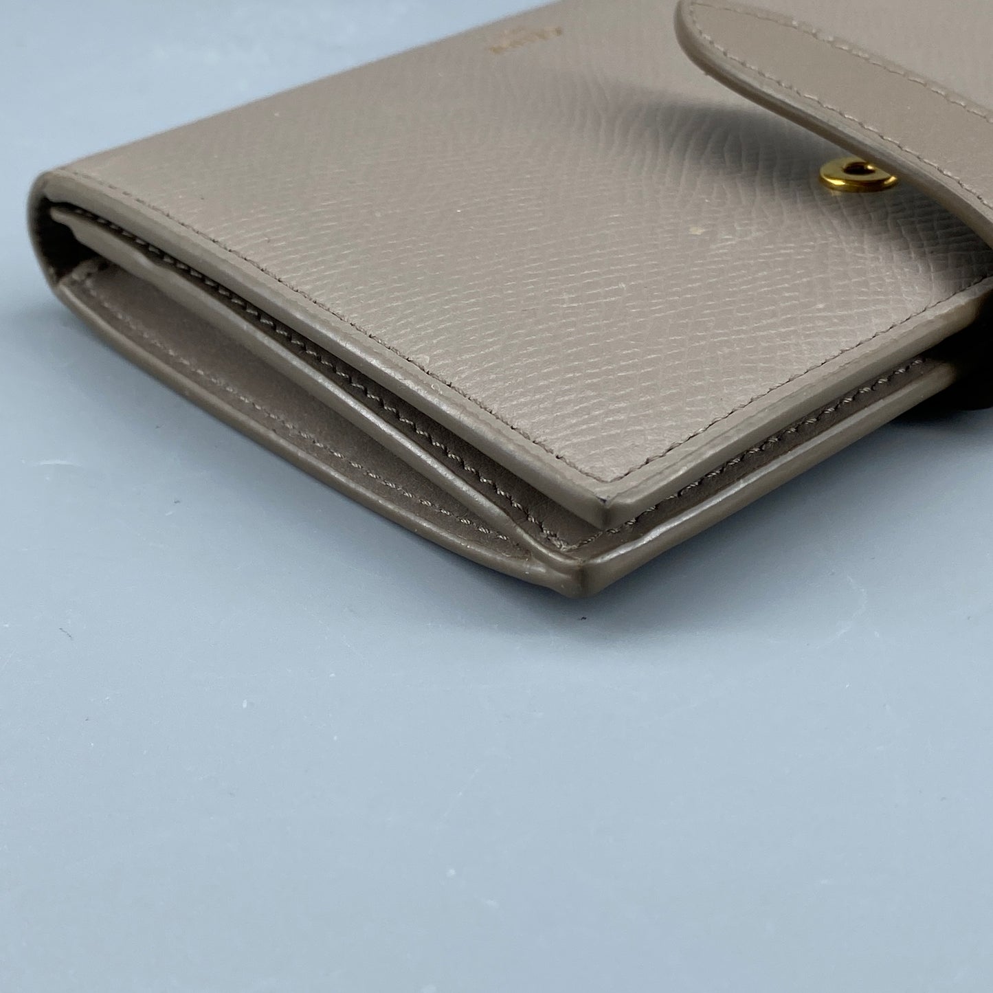 Celine Beige Grained Leather Triomphe Medium Fold Wallet