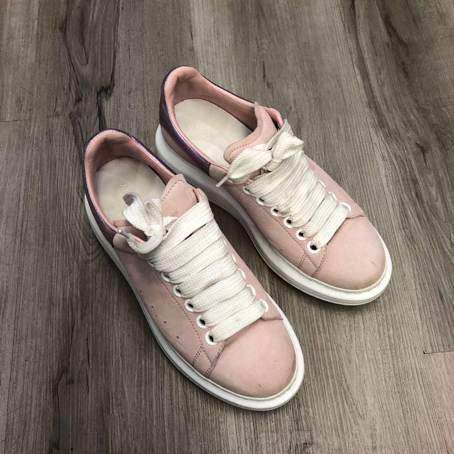Alexander McQueen Women's Oversized Platform Leather Sneaker Shoes 37 Pink White