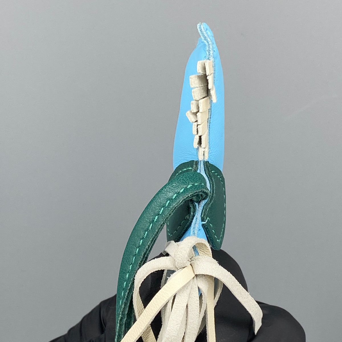 Hermes Rodeo Small Horse Bag Charm Light Blue & Green Leather