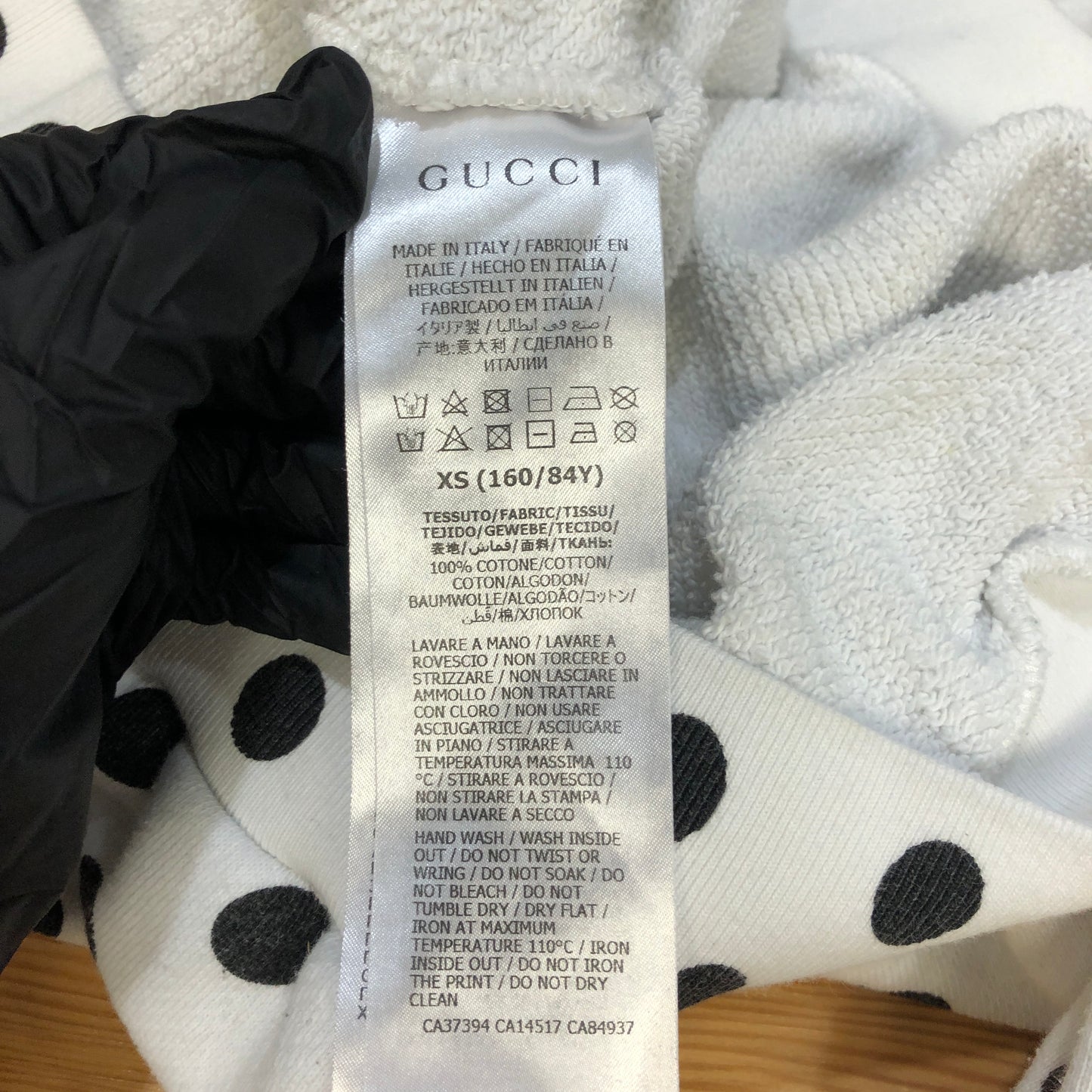 Gucci White Polka Dot Web Logo Crewneck Sweatshirt Size XS