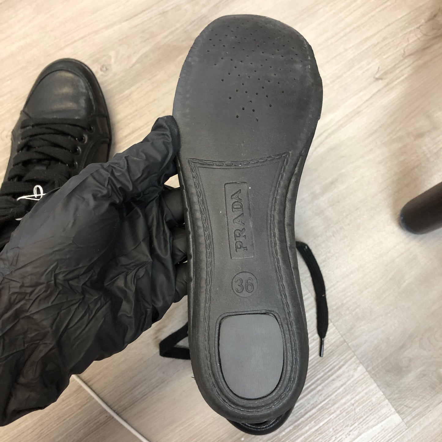 Prada Women's Black Leather Low-Top Sneakers Size 36