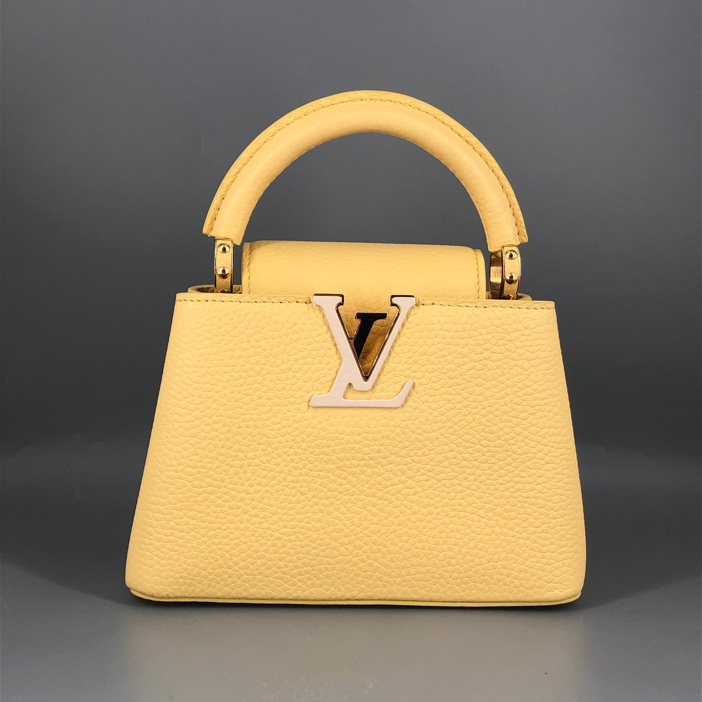 Louis Vuitton Capucines Mini Taurillon Leather Handbag Light Yellow