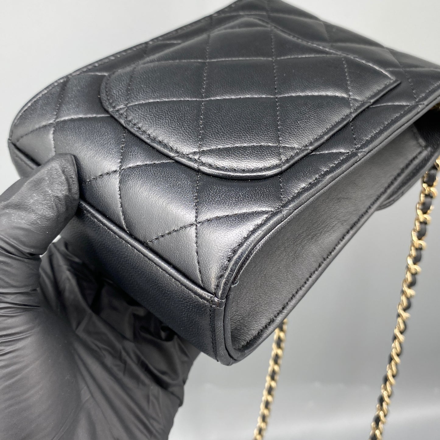 Chanel Black Quilted Lambskin Mini Phone Crossbody Bag