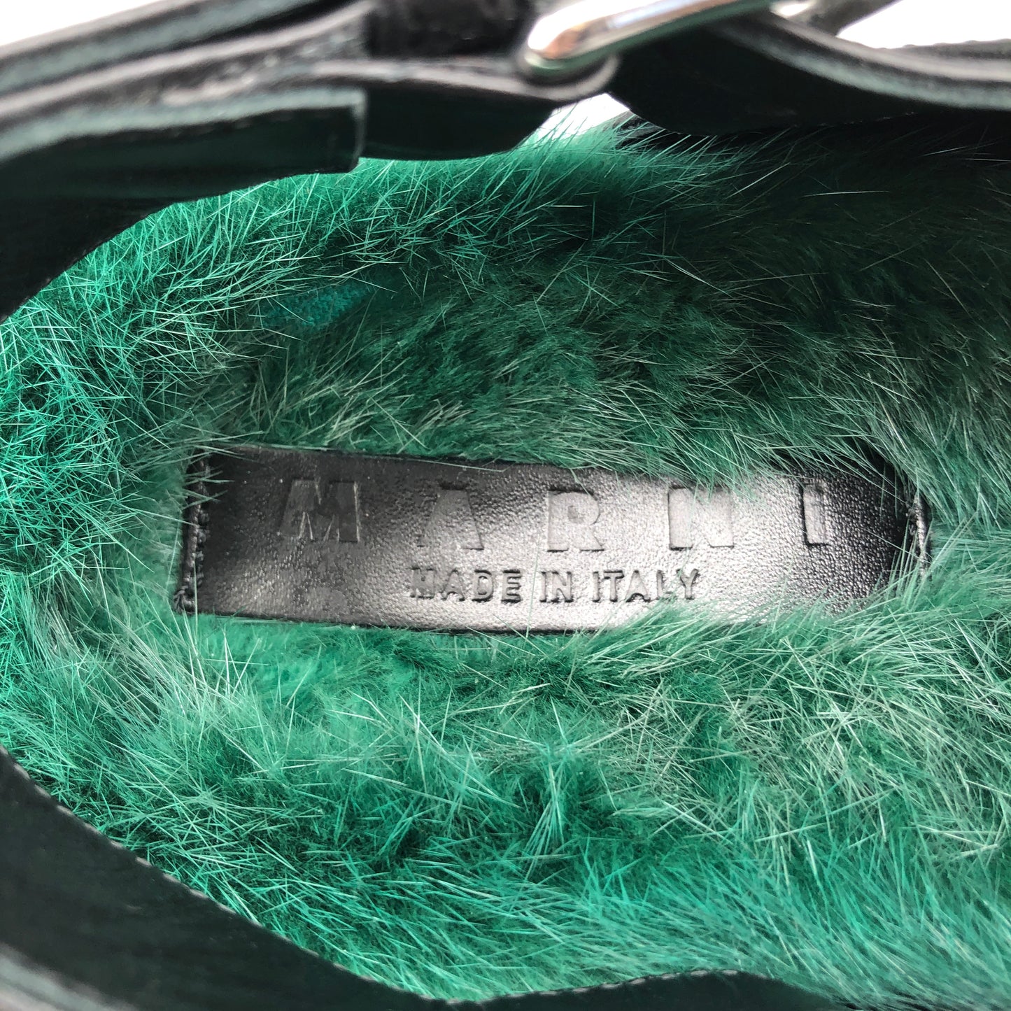 Marni Women's Fussbett Fur-Lined Sandals 36.5 Black/Green