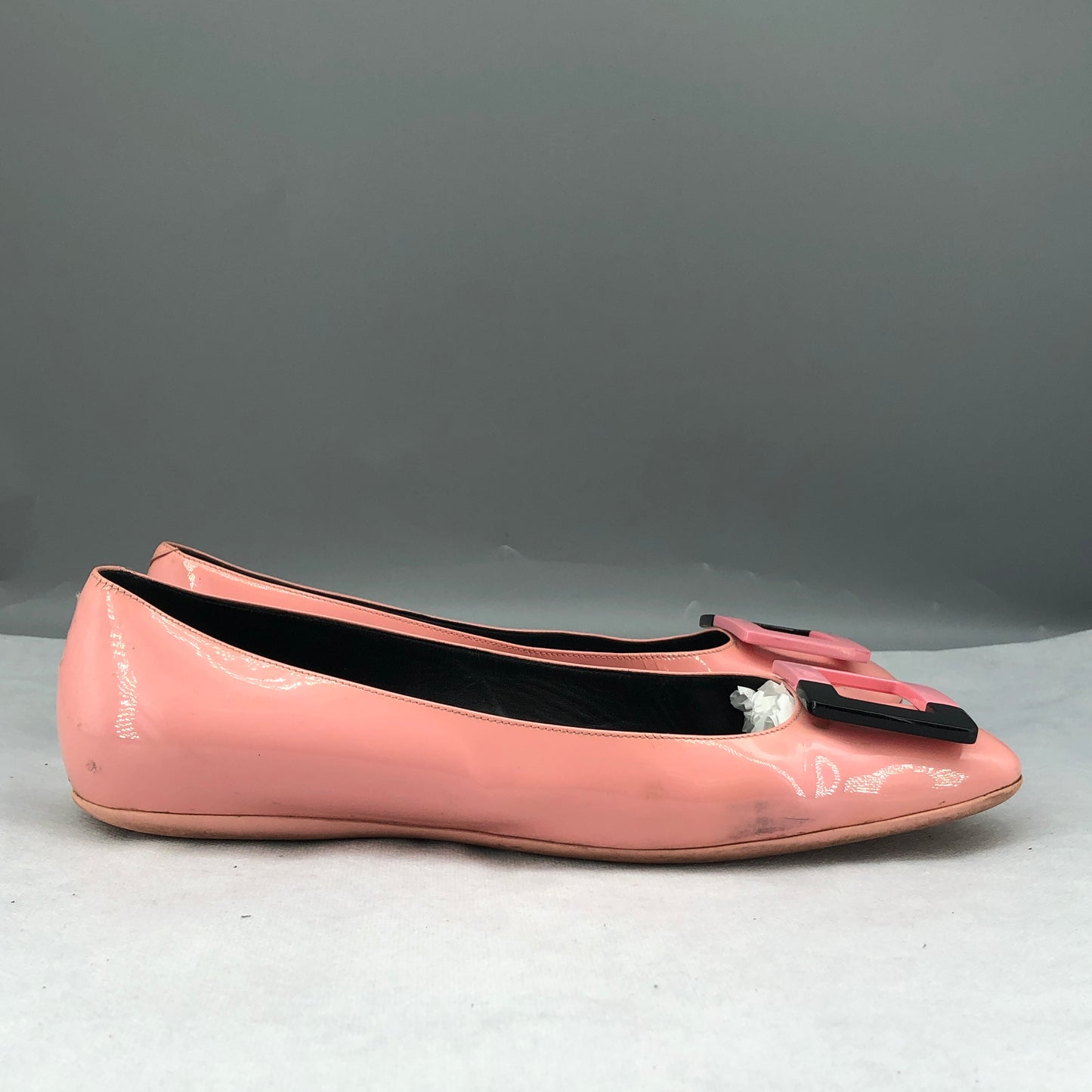 Roger Vivier Patent Leather Square Buckle Ballet Flats Size 40 Pink