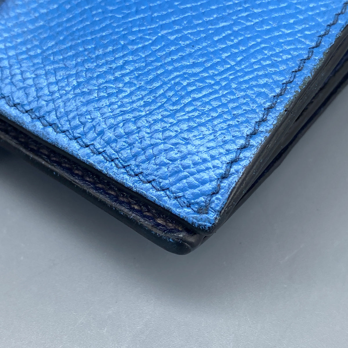 Hermes Bearn Compact Wallet Light Blue & Navy Leather