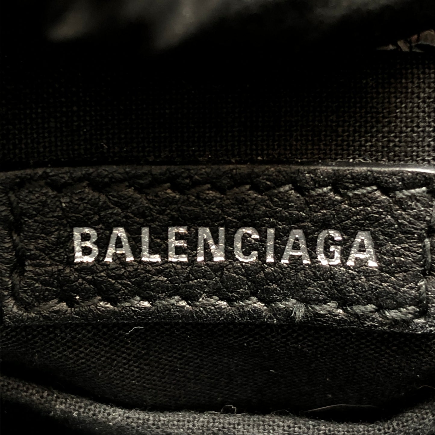 Balenciaga Logo Embossed Crocodile Embossed Leather Mini Vertical Phone Bag Black