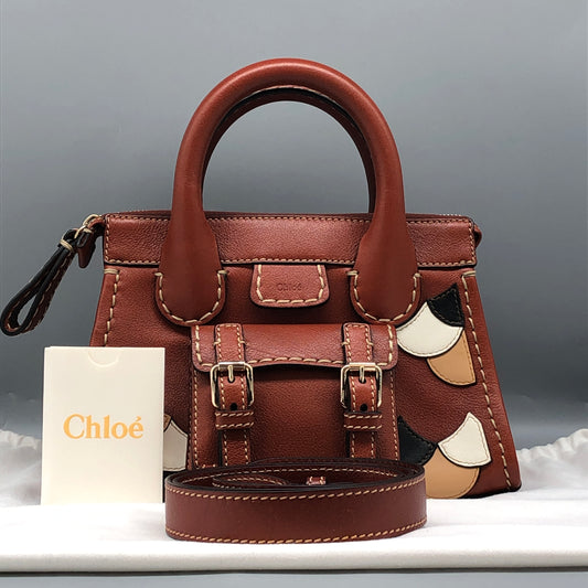 Chloe Orange Brown Leather Satchel Bag