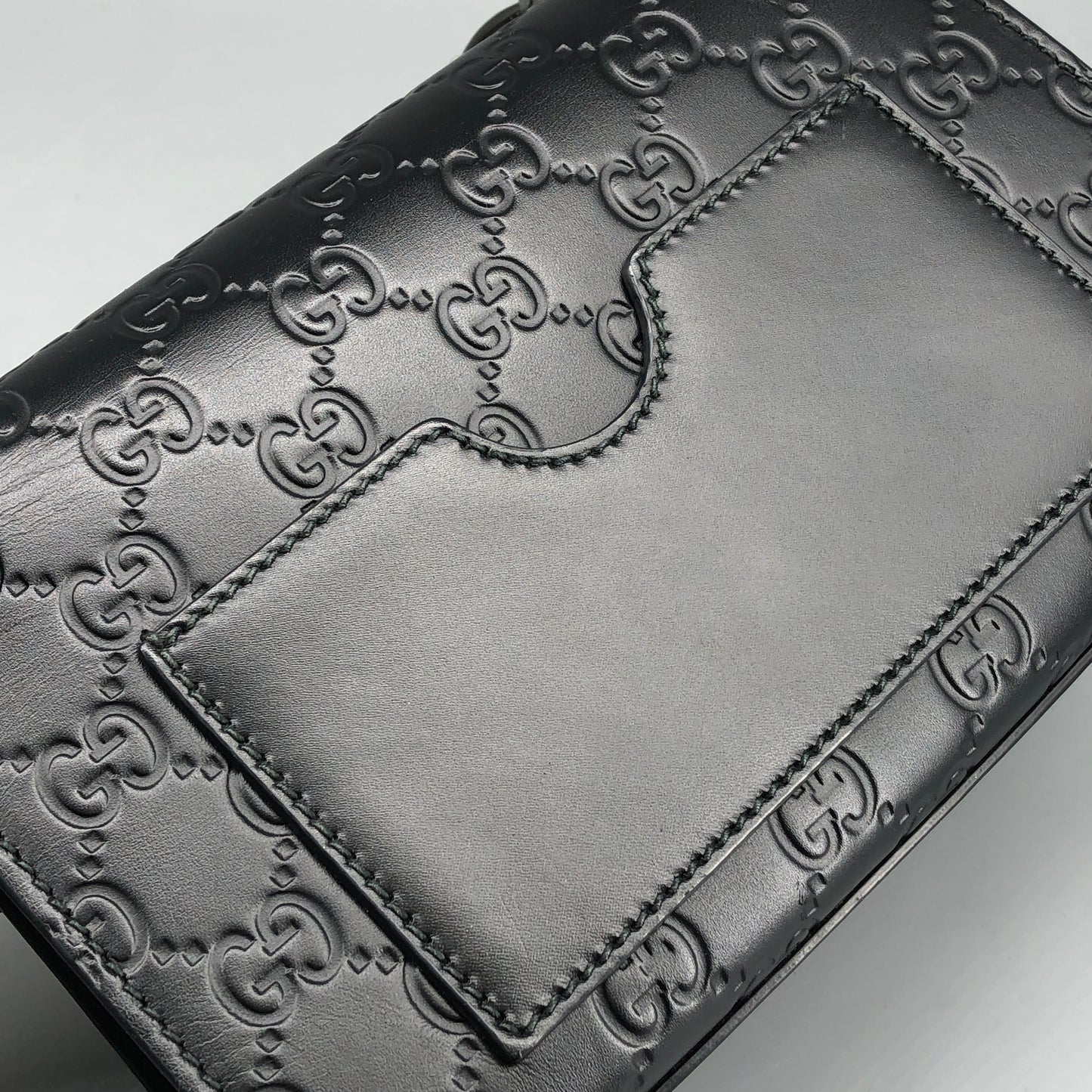 Gucci Black GG Embossed Leather Padlock Shoulder Bag
