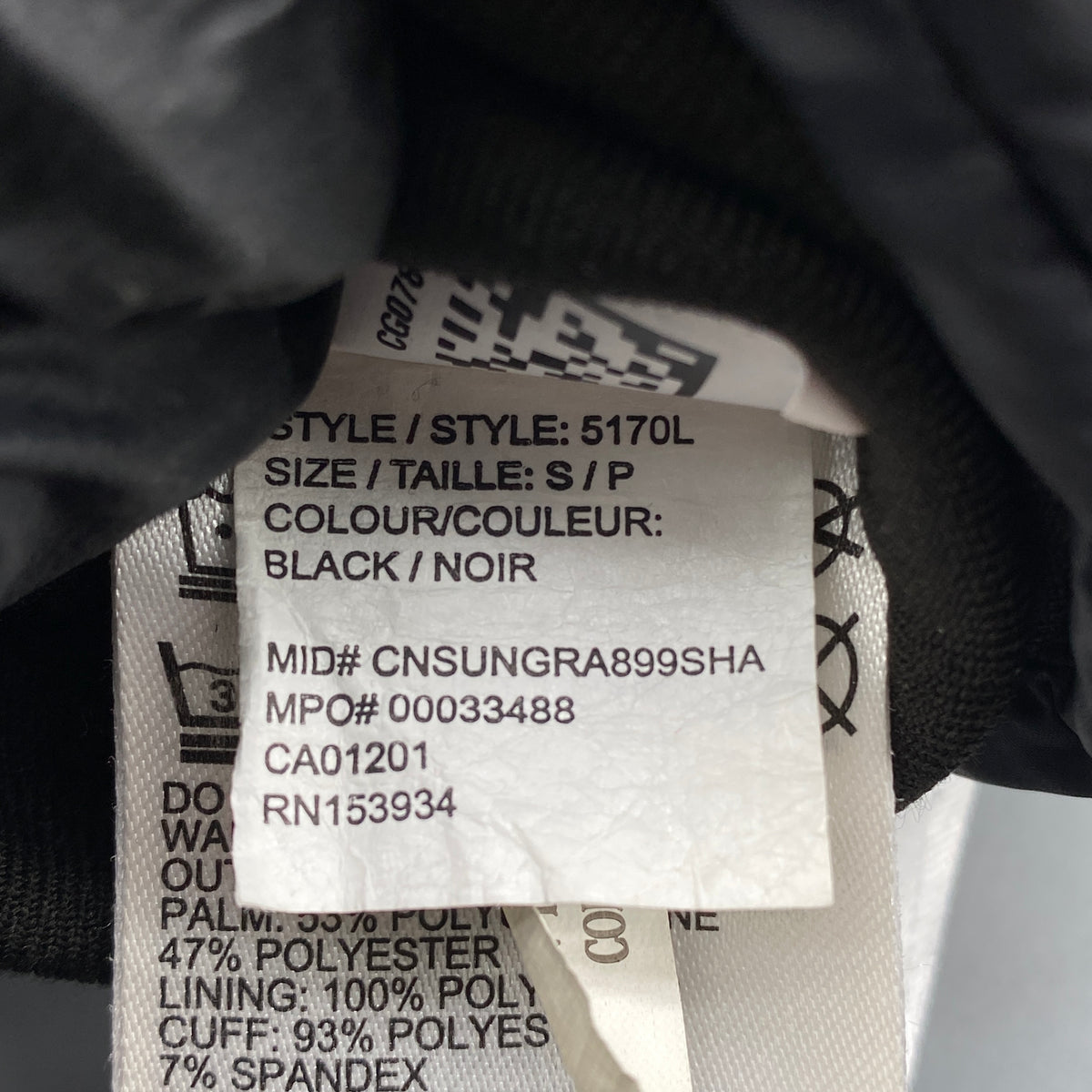 Canada Goose Black Insulated Winter Gloves Size S
