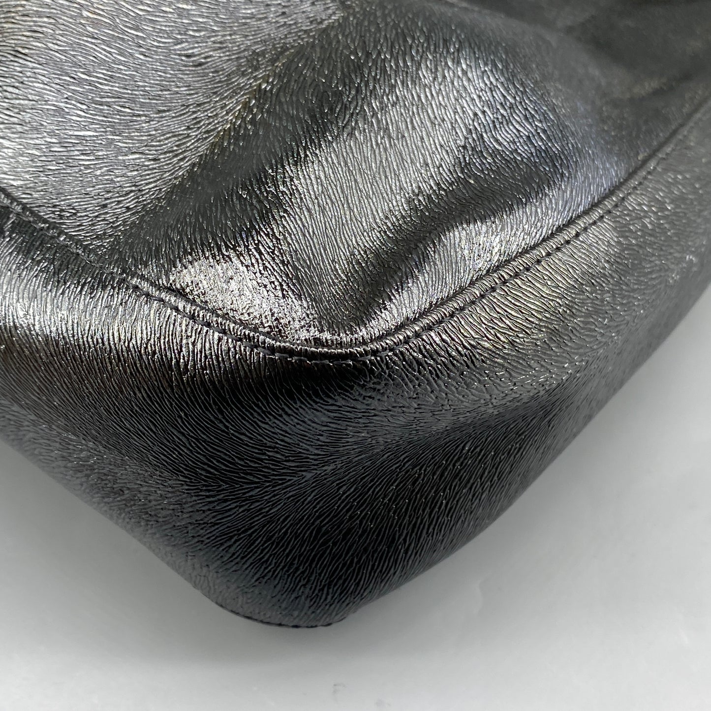 Giovanni Valentino Metallic Silver Leather Hobo Shoulder Bag