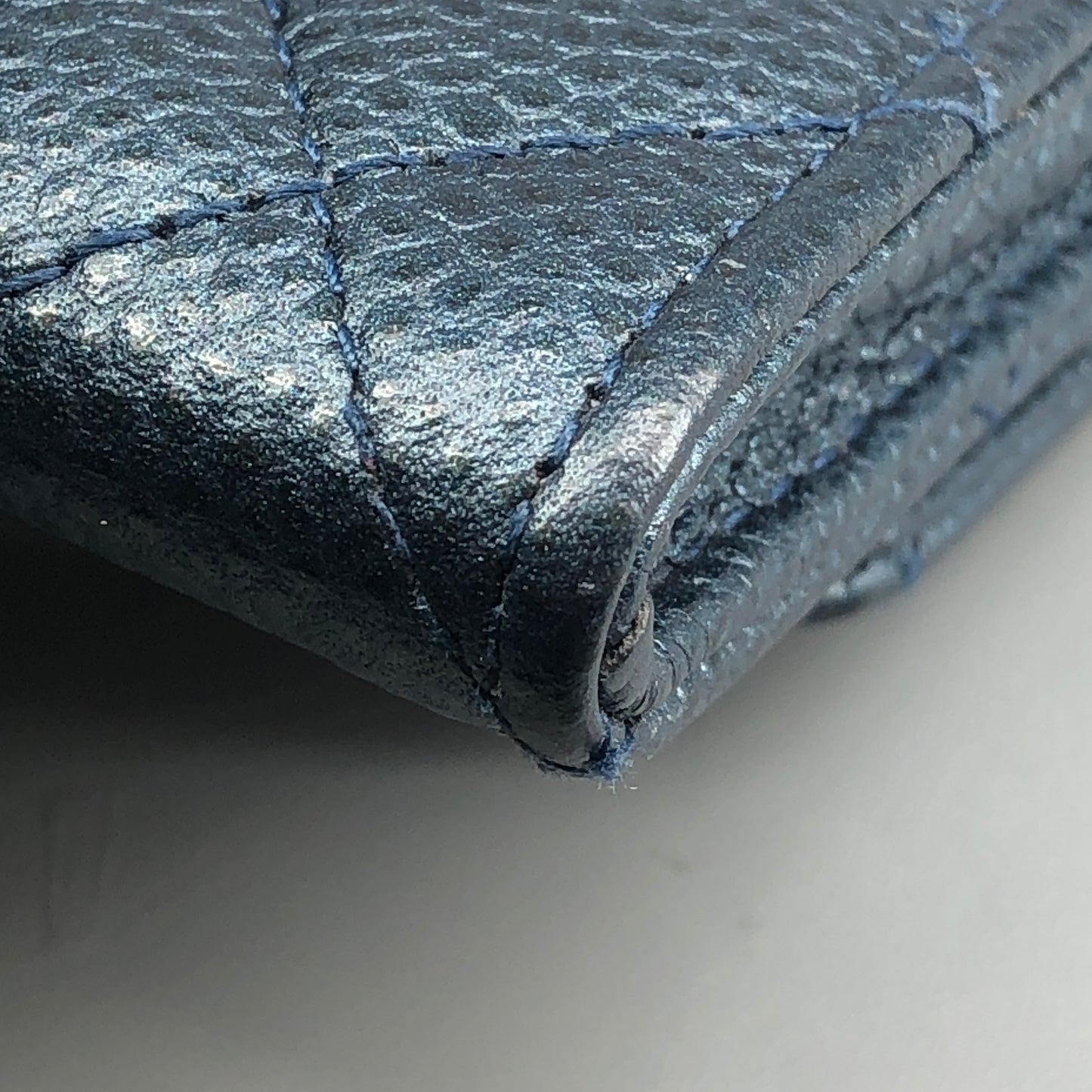 Chanel Classic Flap Blue Caviar Leather Short Wallet