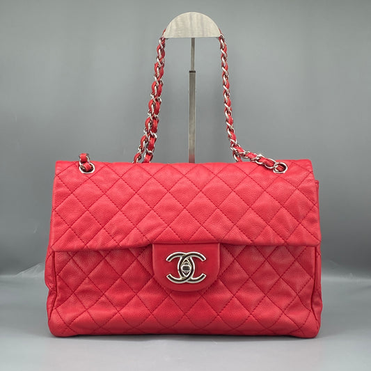 Chanel Classic Soft Red Quilted Leather Flap Shoulder Bag