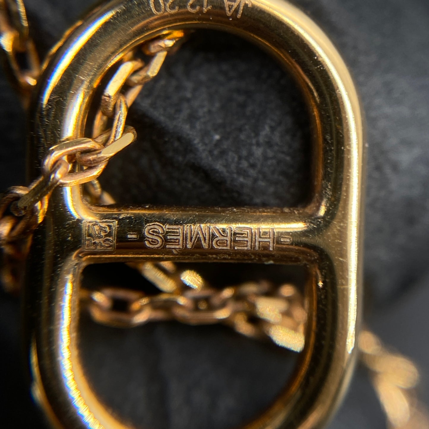 Hermes Taupe Enamel Chaine d'Ancre Pendant Necklace