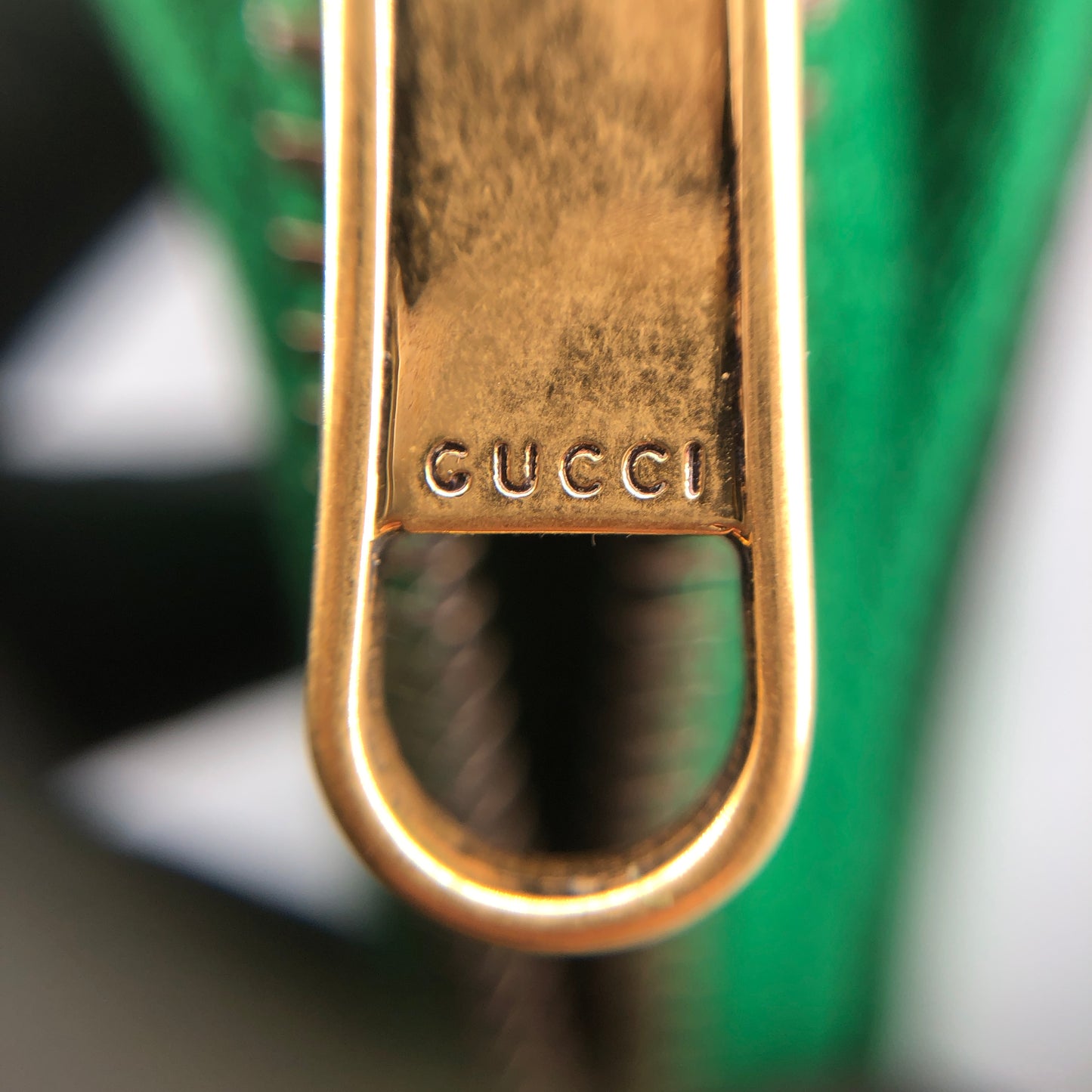 Gucci Green Grain Leather Full Zip Around Long Wallet
