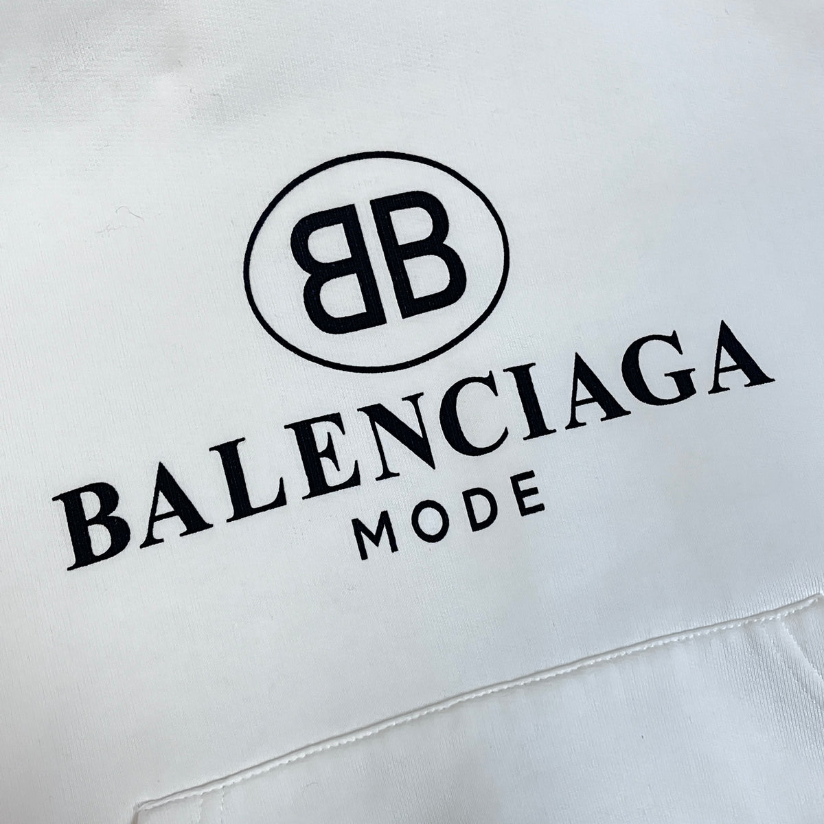 Balenciaga White Hoodie BB Mode Logo Print Front Pocket Size XS