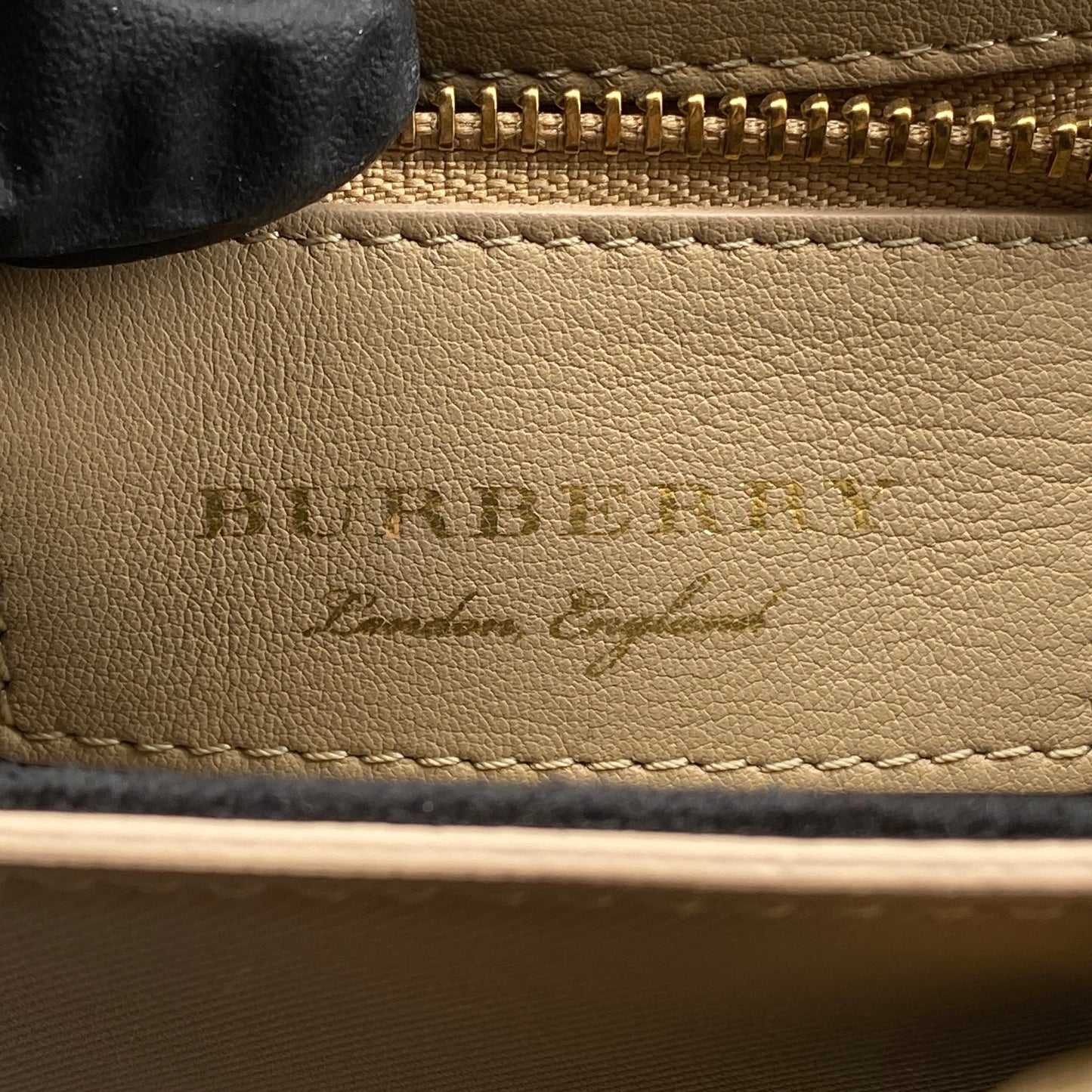 Burberry Beige Leather Top Handle Crossbody Bag