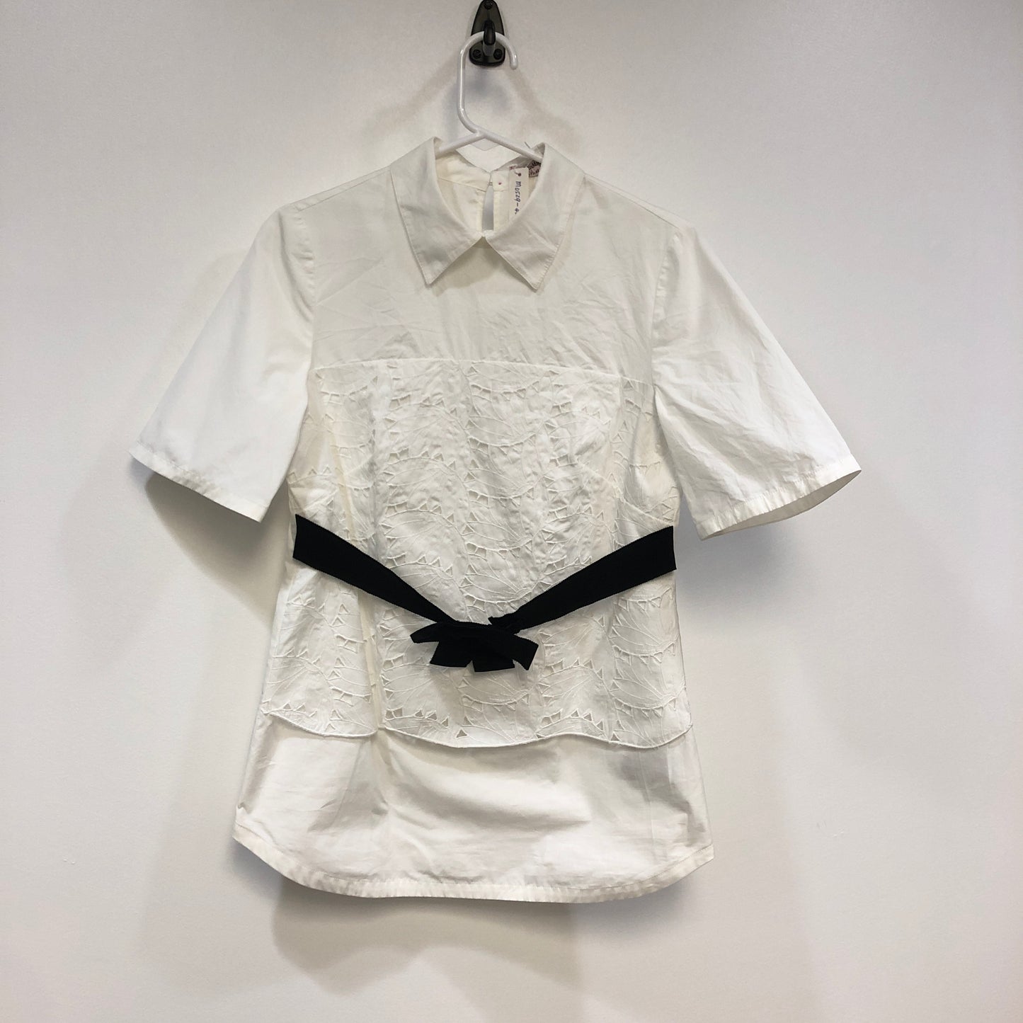 Max Mara Shine! White Embroidery Short Sleeve Shirt US Size 4