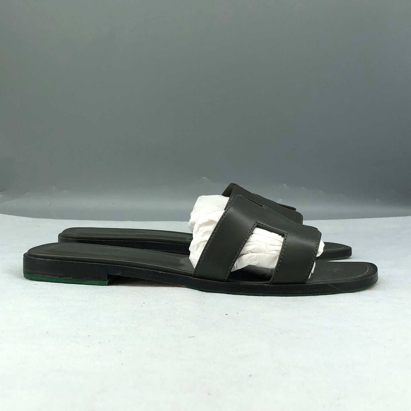 Hermes Oran Sandals Black Leather Women’s Size 38