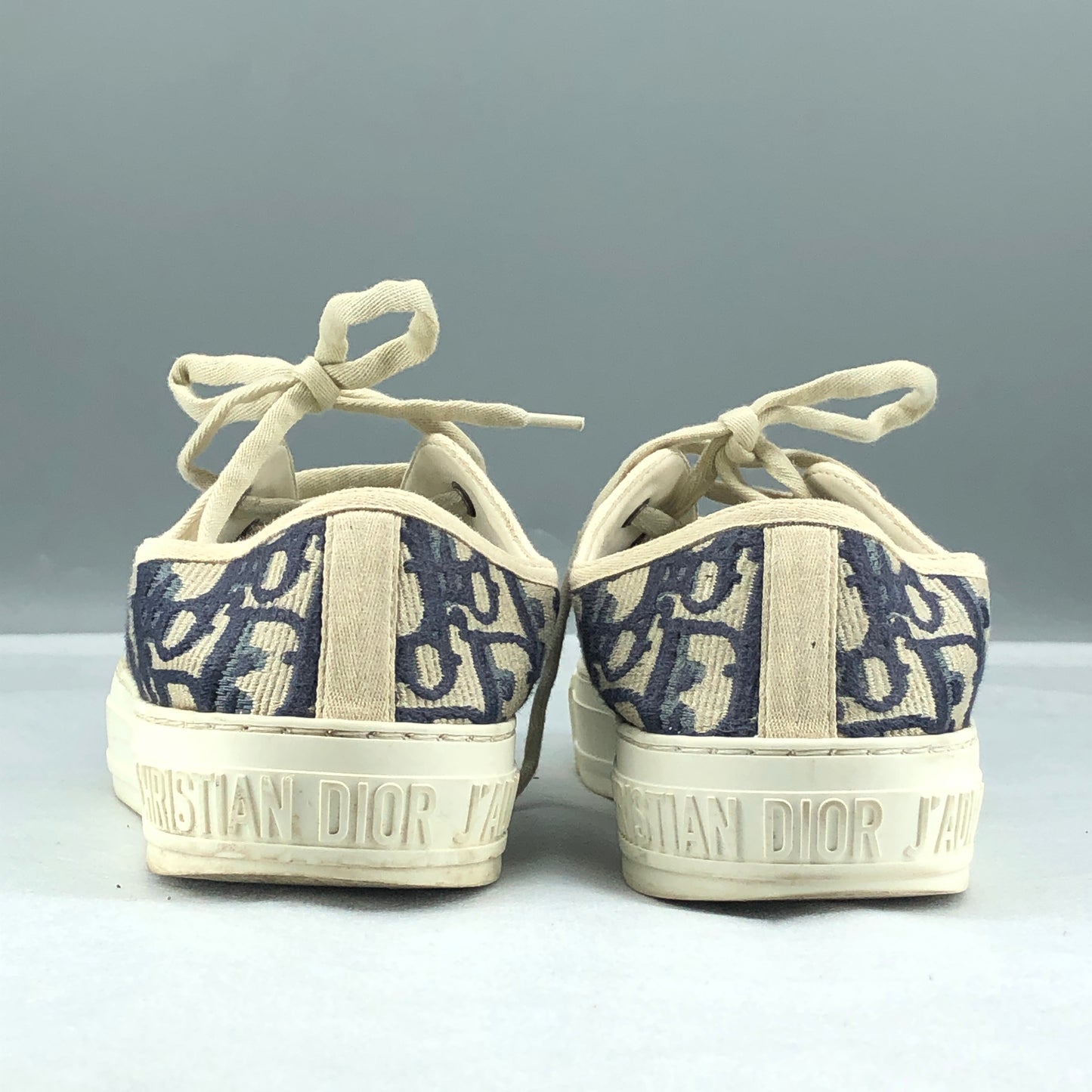 Christian Dior Walk'n'Dior Oblique Jacquard Low Top Sneakers Size 37.5 Cream & Navy