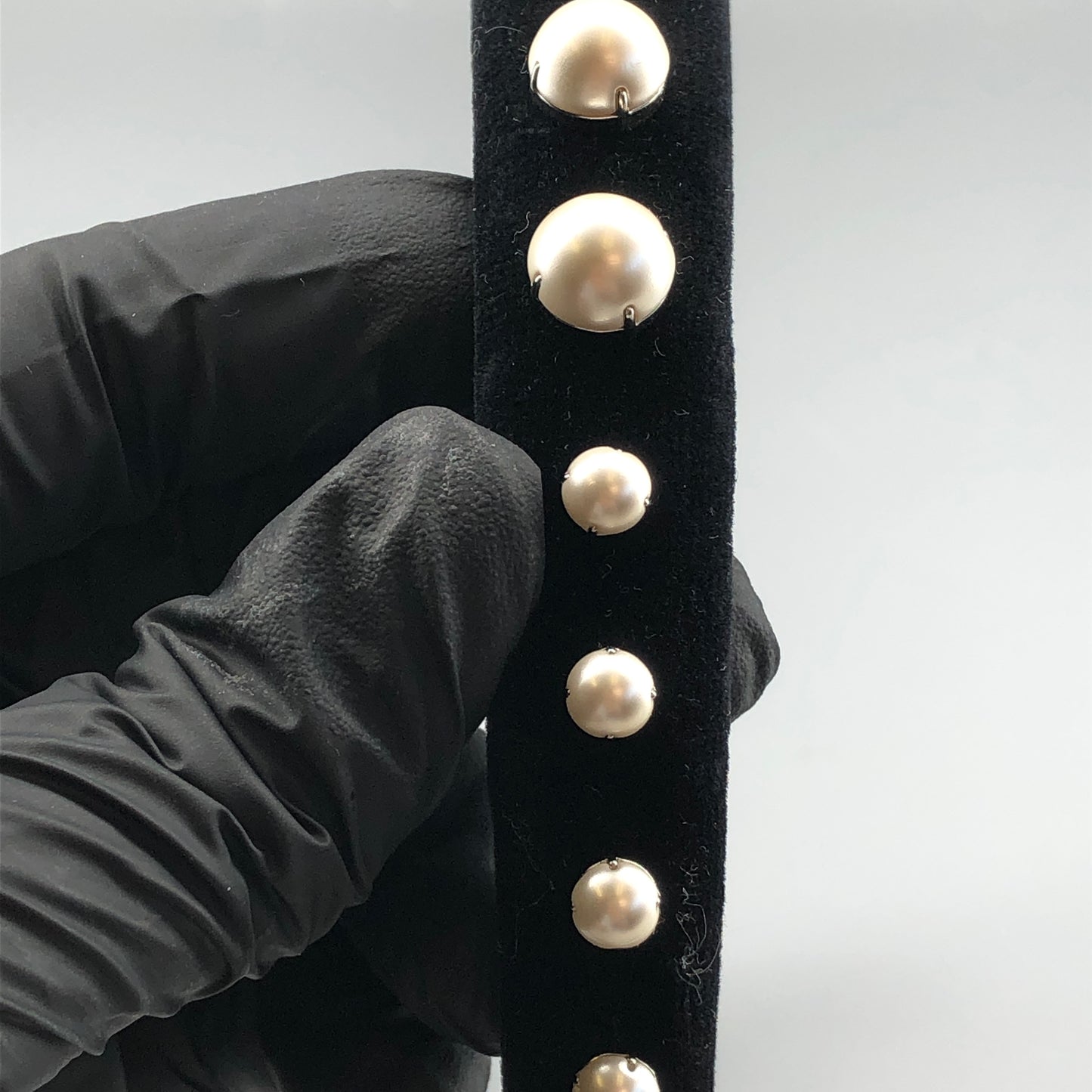 Miu Miu Velvet & Pearl Headband Black
