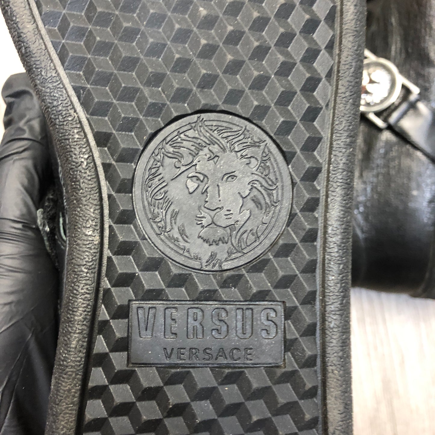 Versace Men's Black Leather Low-Top Sneakers Size 42
