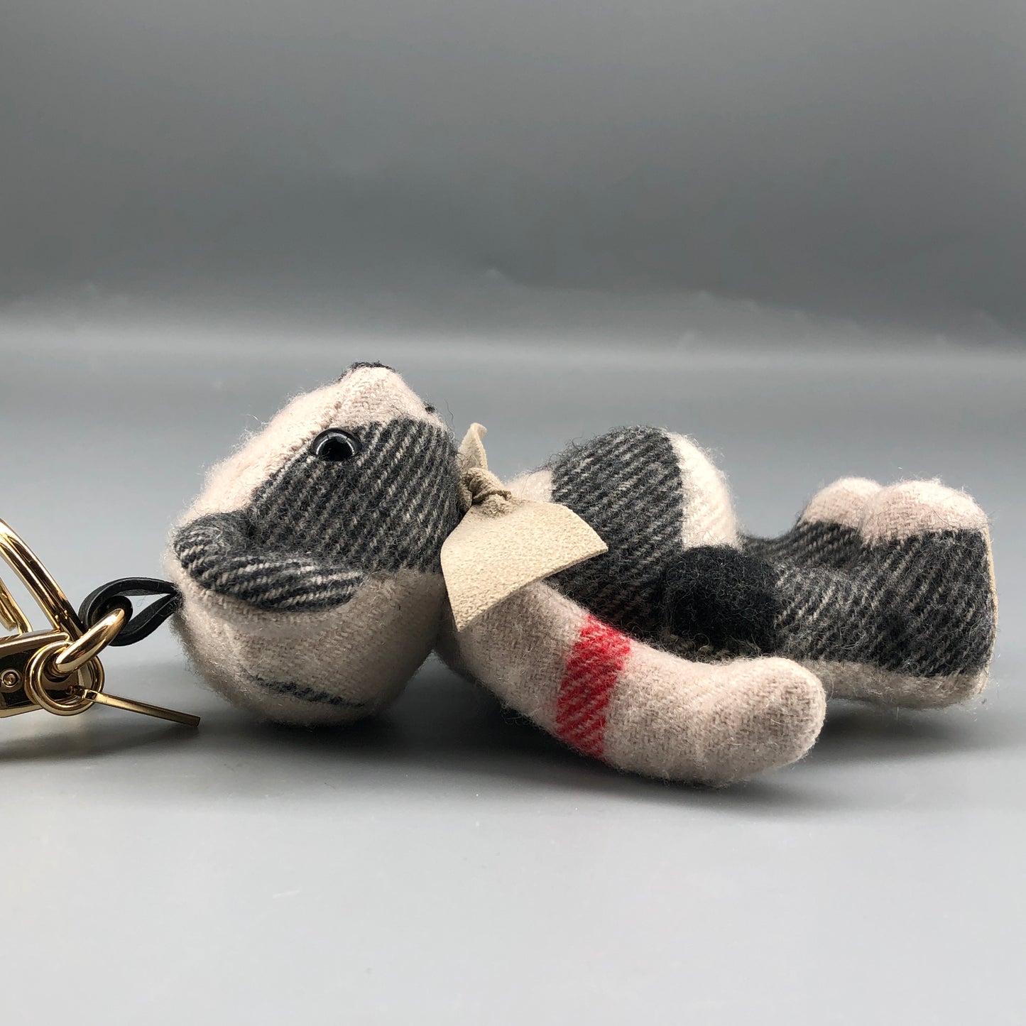 Burberry Vintage Check Thomas Bear Bag Charm Keychain Beige Grey