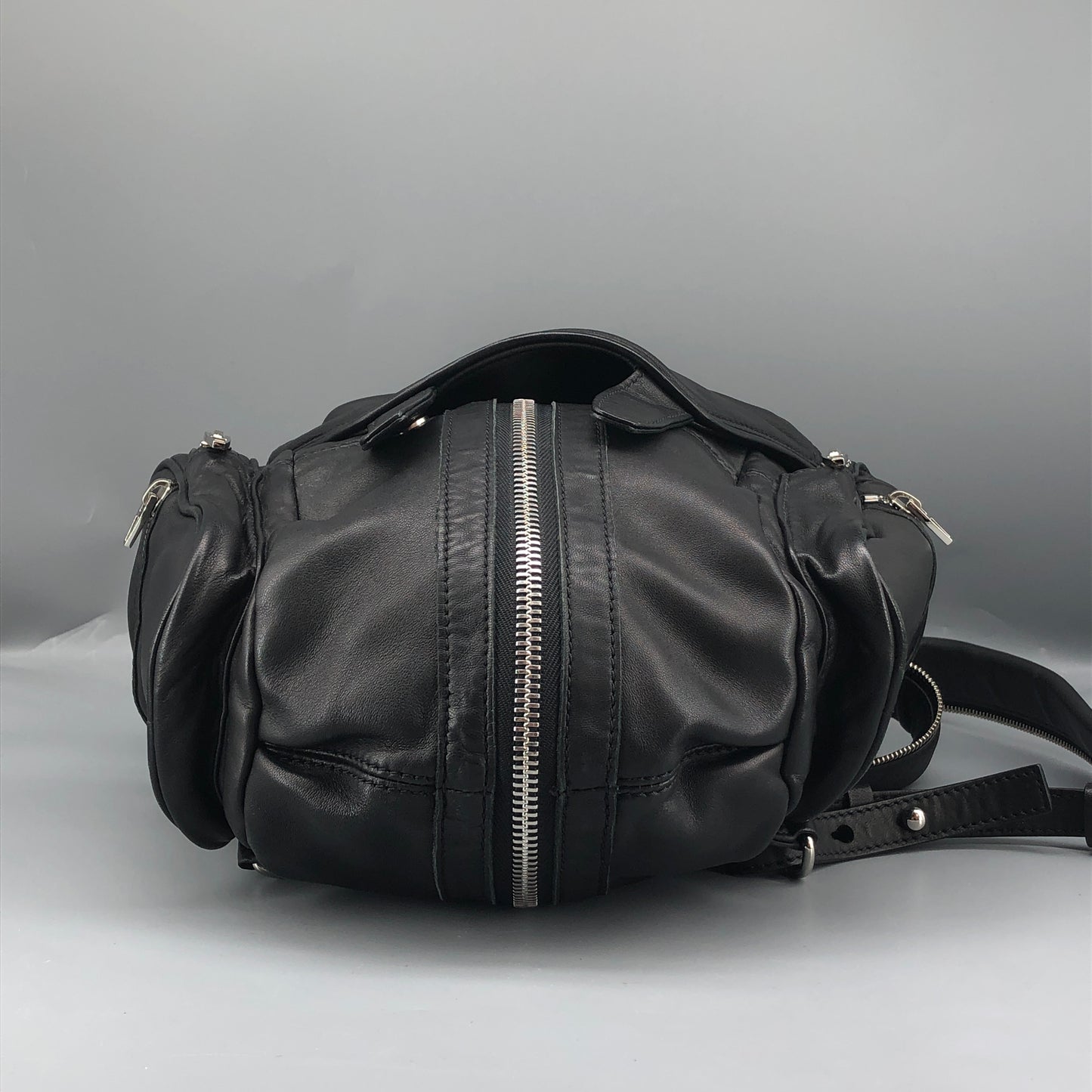 Alexander Wang Marti Backpack Washed Black Lambskin Rhodium Hardware