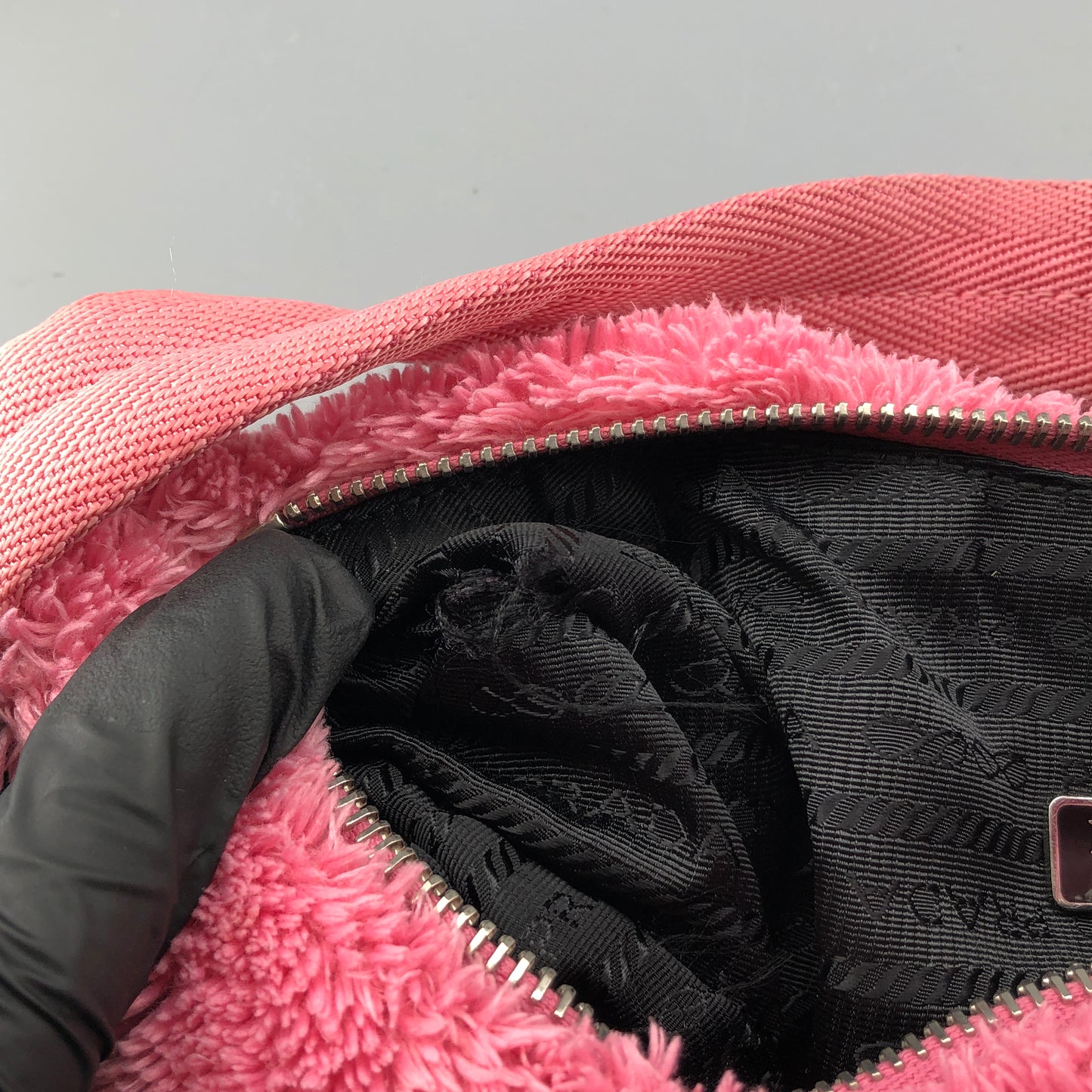 Prada Pink Fuzzy Fleece Re-Edition 2005 Shoulder Bag
