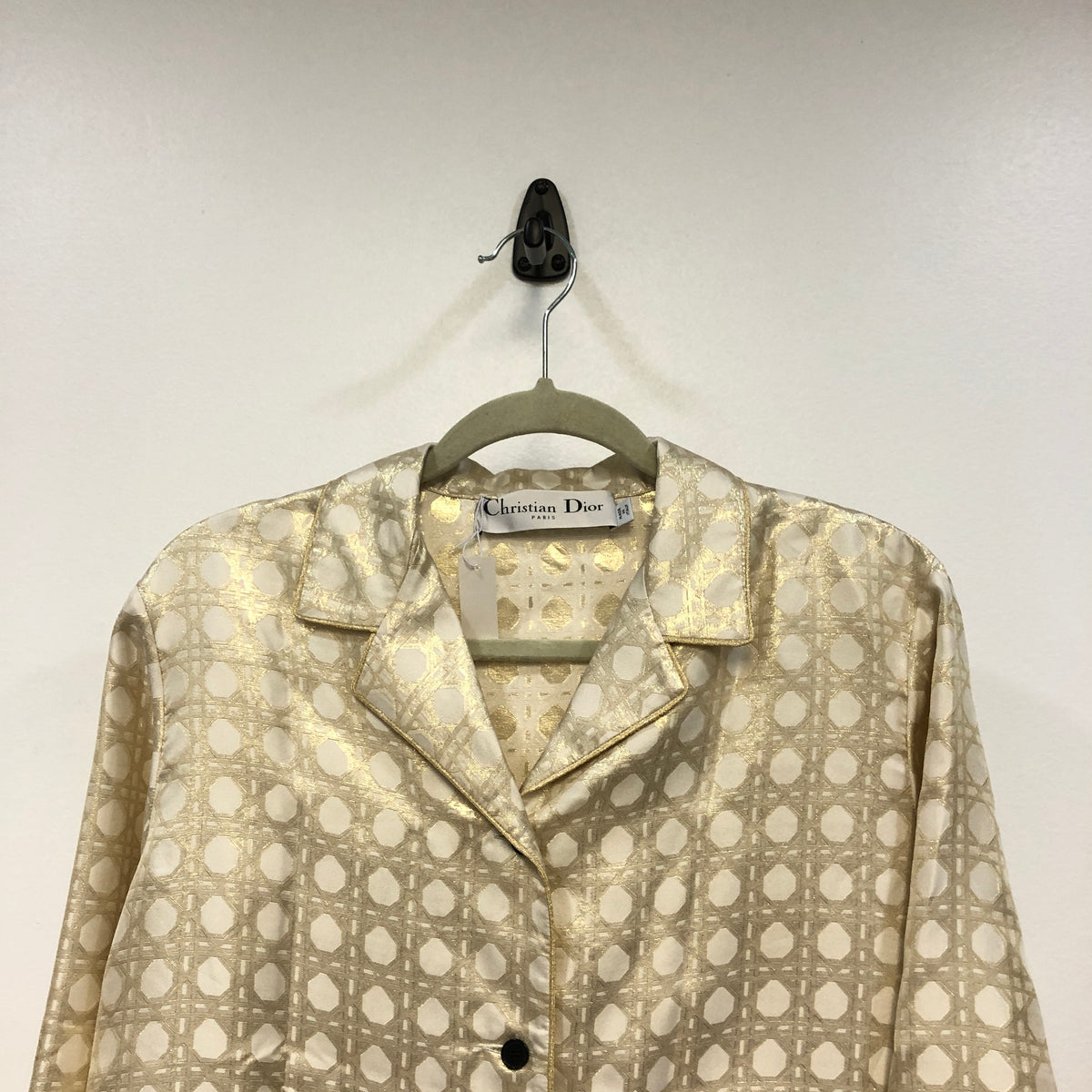 Christian Dior Gold & Beige Two Piece Shirt Wide Leg Pant Set