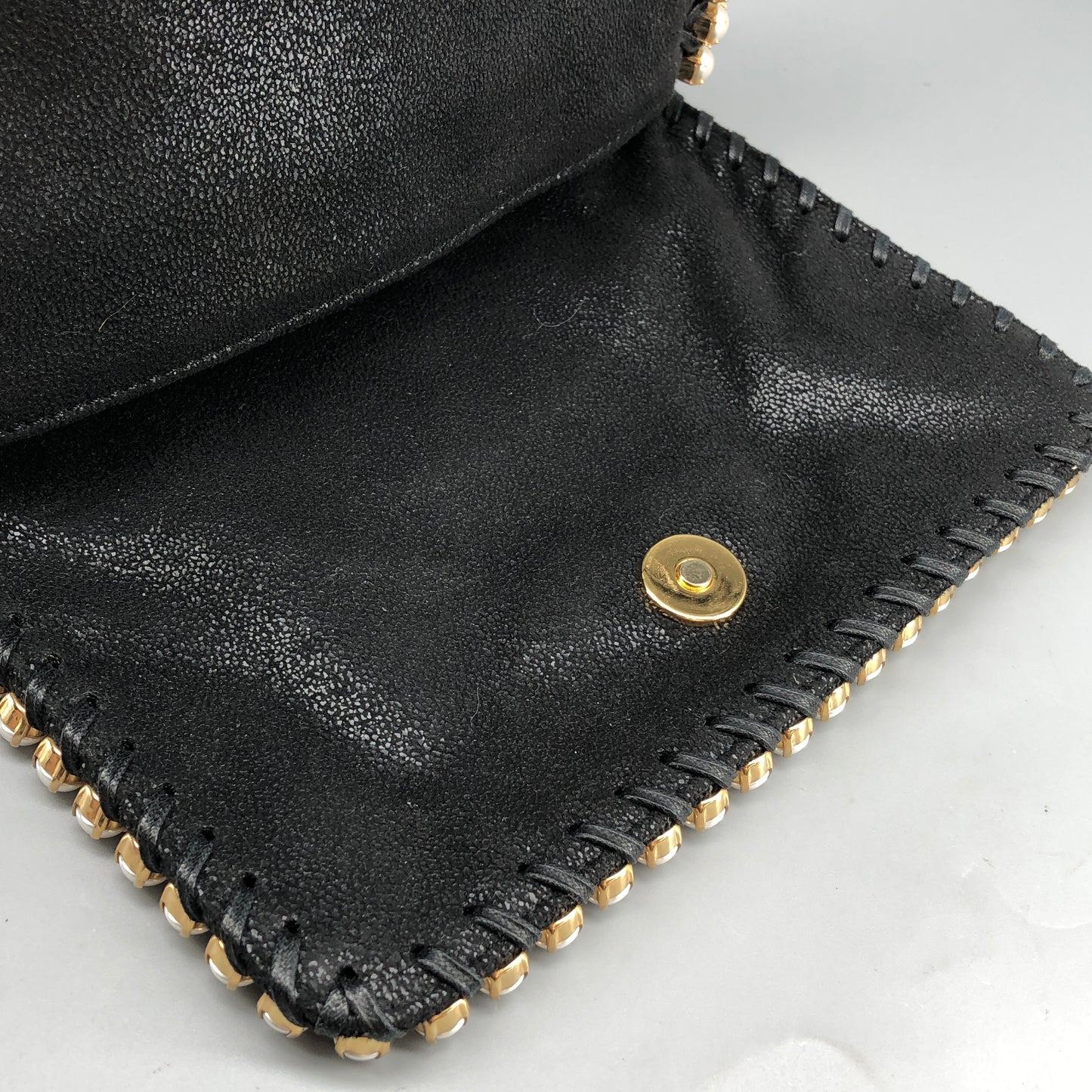 Stella McCartney Falabella Pearl-Trim Crossbody Bag Black/pearl
