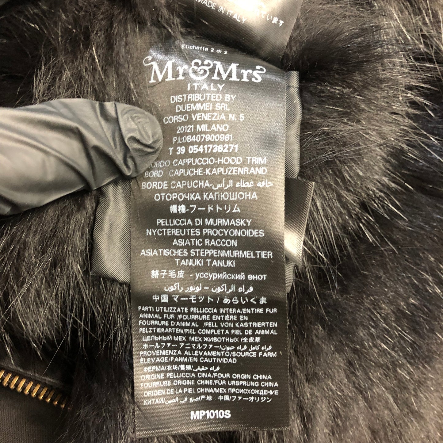 Mr & Mrs Italy Fur Trim Parka Size XS Black
