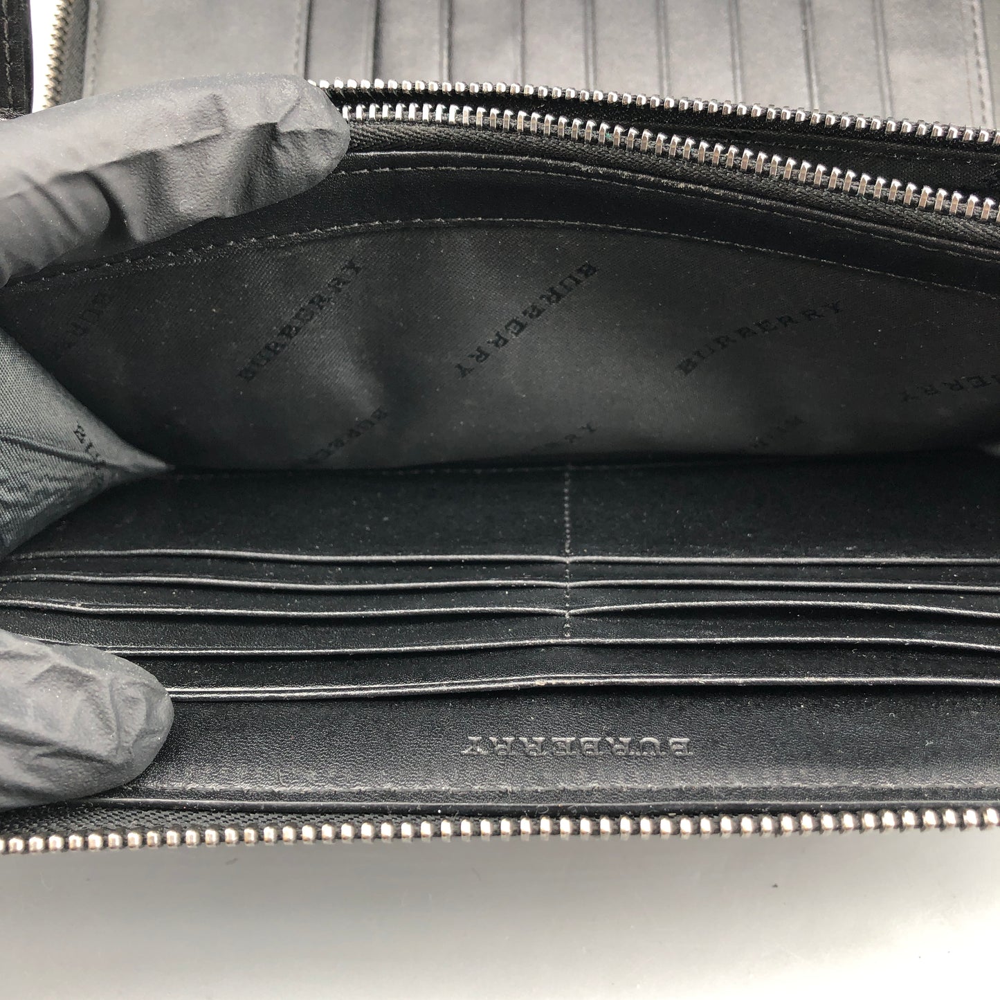 Burberry Check Zip-Around Wallet Black