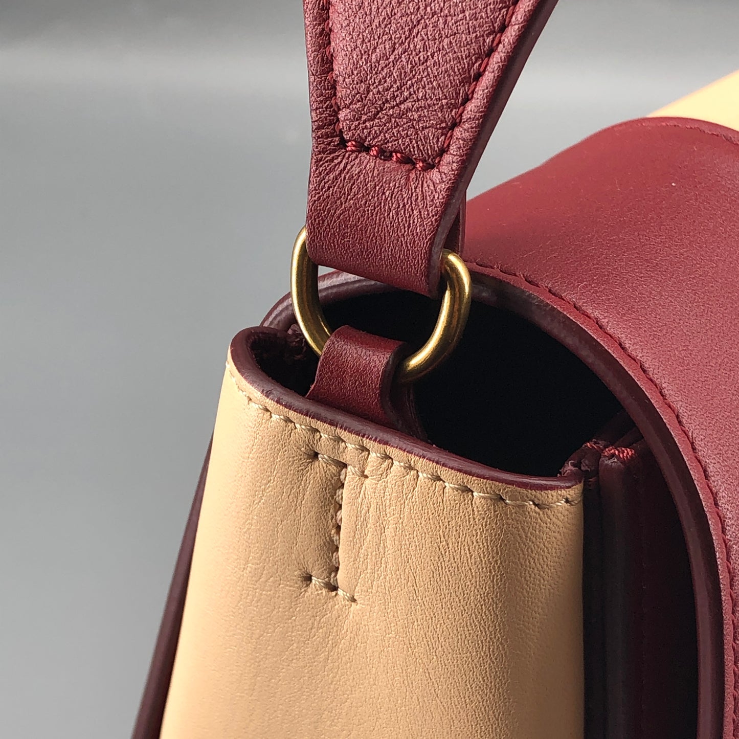 Celine Beige & Wine Color  Medium Frame Shoulder Bag